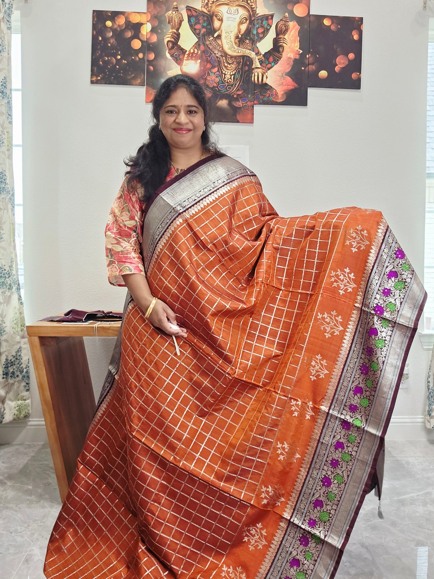 Trending Rust Shade Pure Venkatagiri Pattu Saree - Blouse