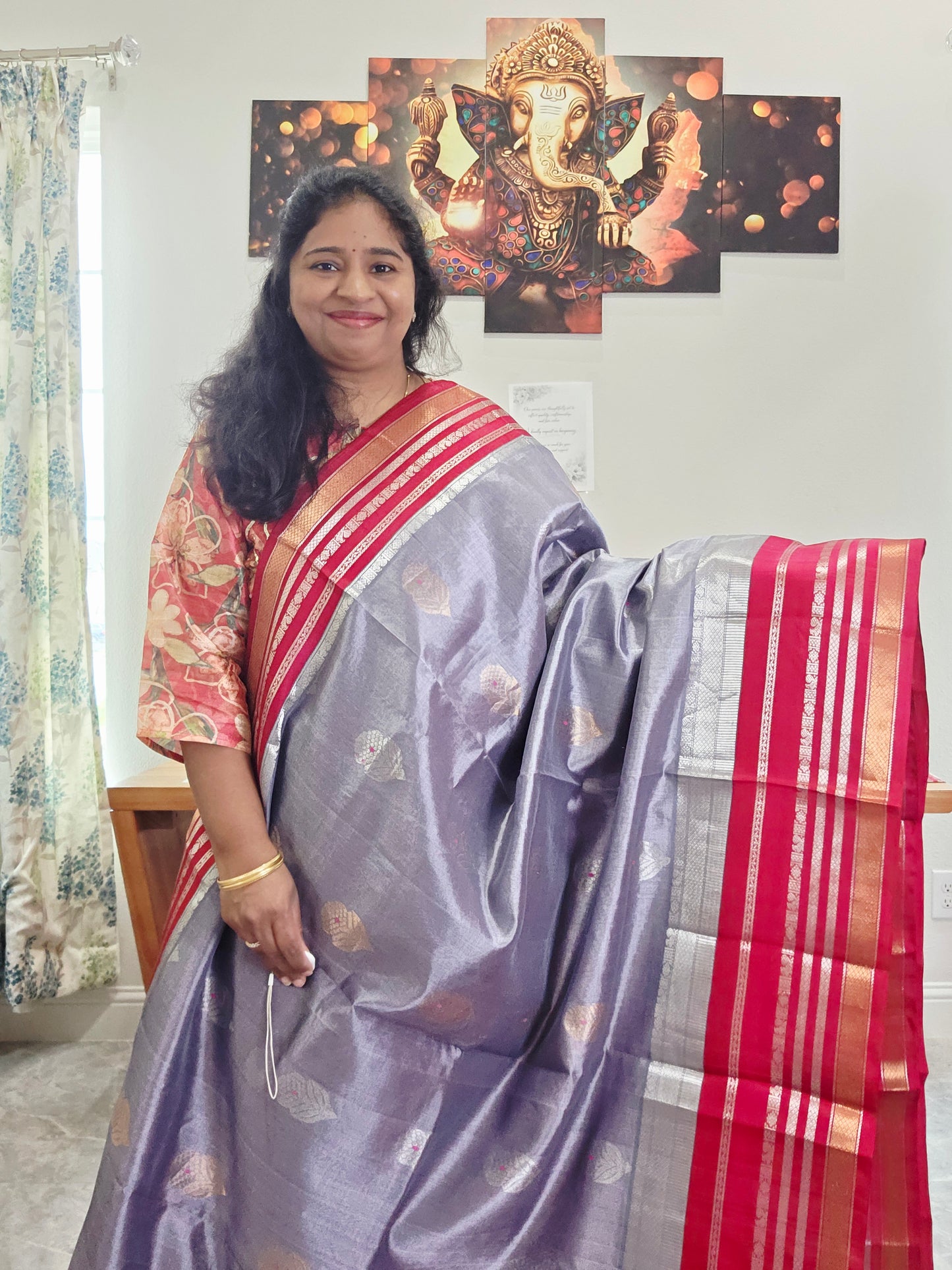 Pure Gadwal Silk Cotton Handloom Traditional Lines Border Pattern Saree - Blouse – Traditional Wedding & Festive Wear