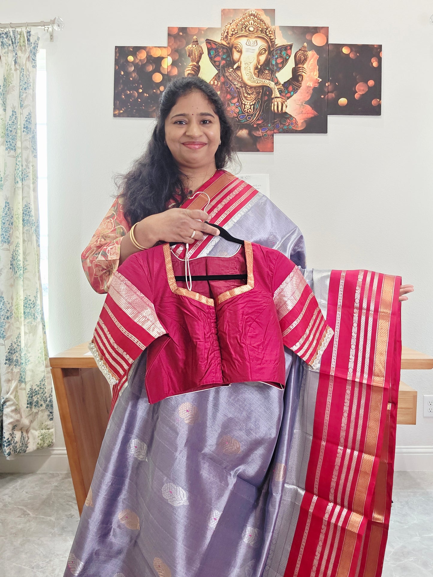 Pure Gadwal Silk Cotton Handloom Traditional Lines Border Pattern Saree - Blouse – Traditional Wedding & Festive Wear