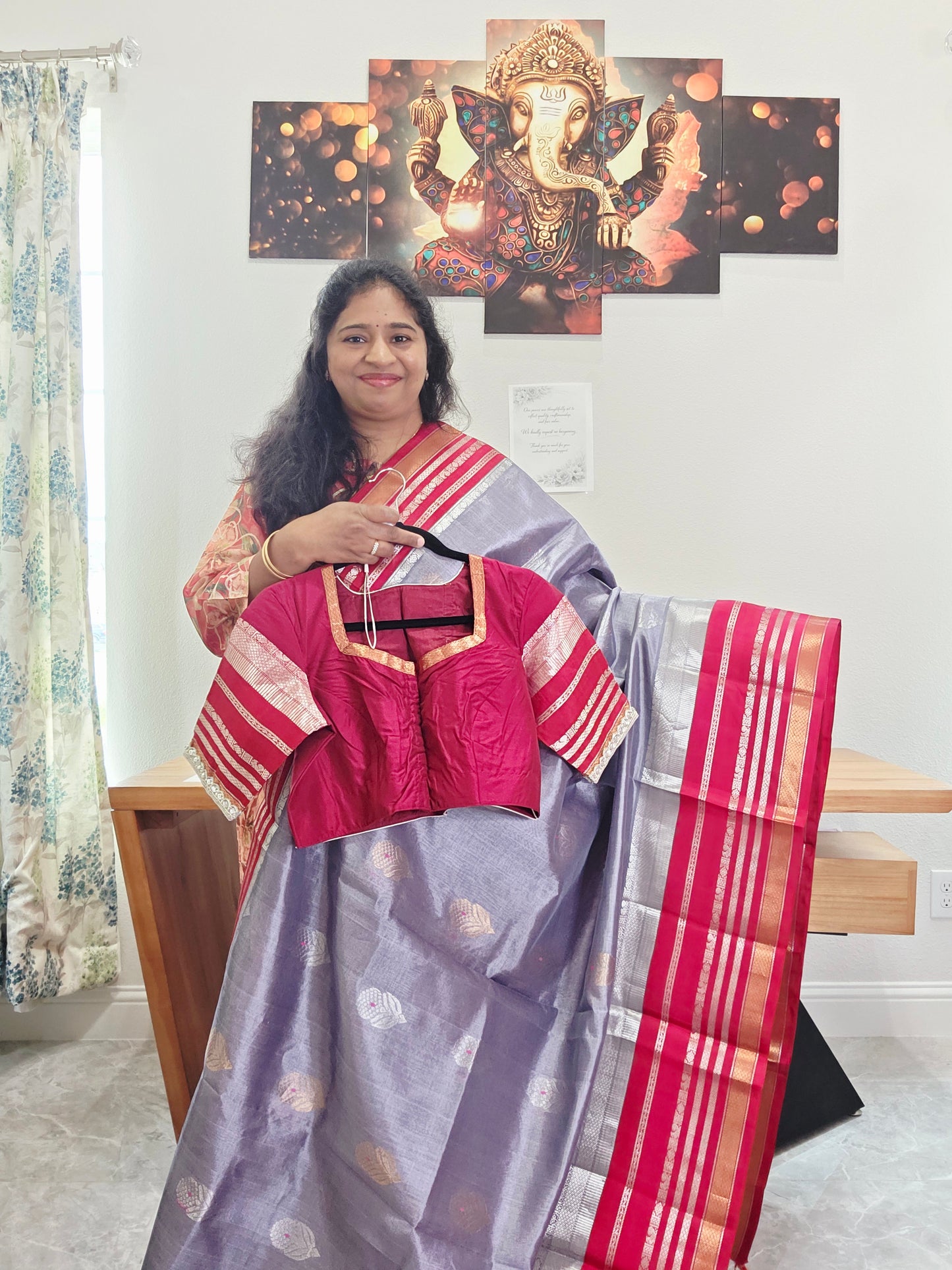 Pure Gadwal Silk Cotton Handloom Traditional Lines Border Pattern Saree - Blouse – Traditional Wedding & Festive Wear
