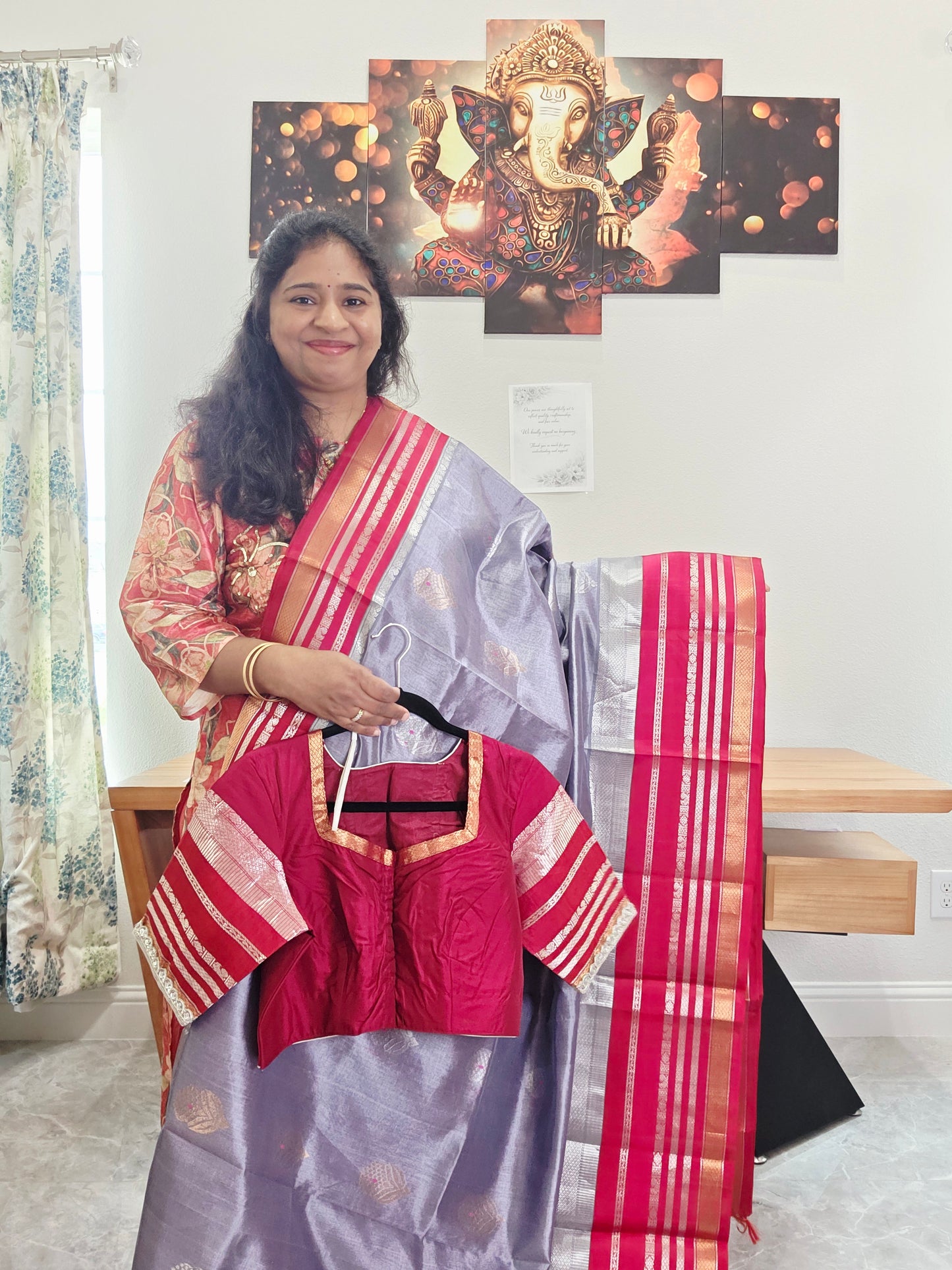 Pure Gadwal Silk Cotton Handloom Traditional Lines Border Pattern Saree - Blouse – Traditional Wedding & Festive Wear