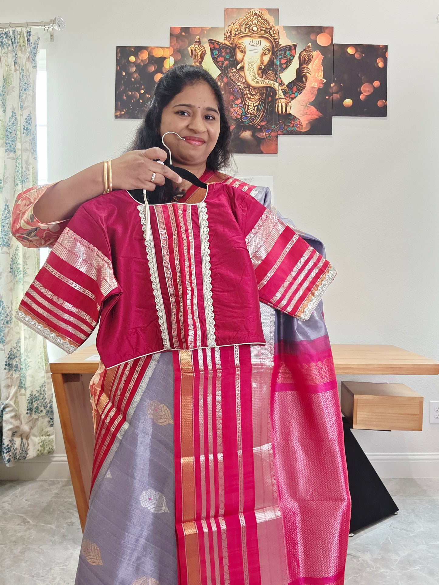 Pure Gadwal Silk Cotton Handloom Traditional Lines Border Pattern Saree - Blouse – Traditional Wedding & Festive Wear