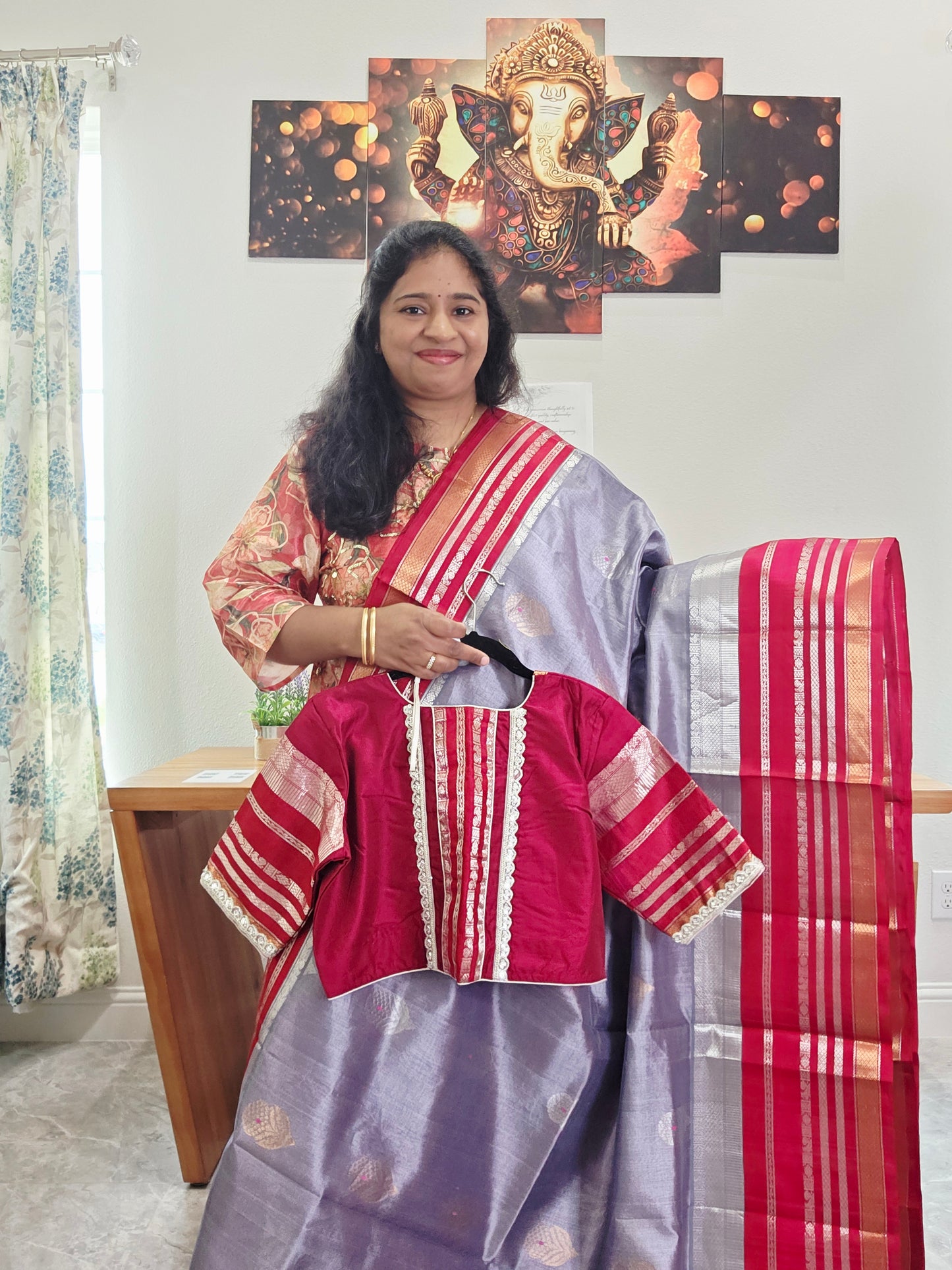 Pure Gadwal Silk Cotton Handloom Traditional Lines Border Pattern Saree - Blouse – Traditional Wedding & Festive Wear
