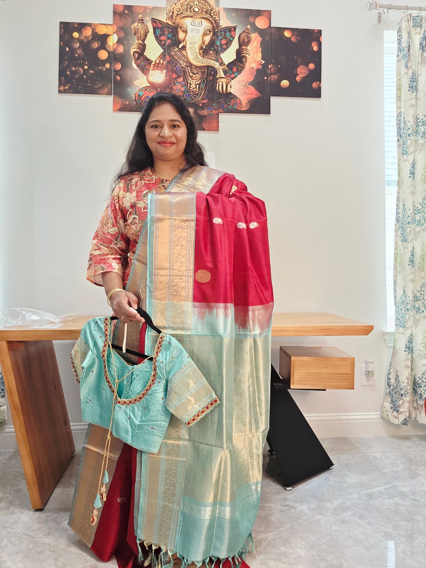 Authentic Pure Silk by Silk Handloom Saree –  Maggam Blouse, Wedding & Festive Wear – Ready to Ship