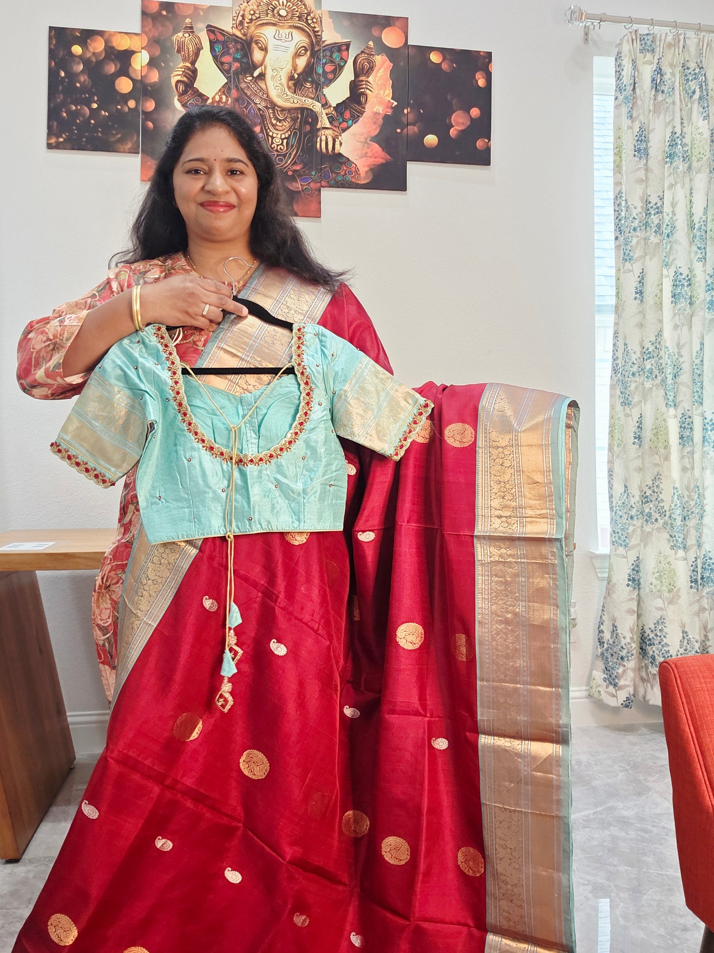 Authentic Pure Silk by Silk Handloom Saree –  Maggam Blouse, Wedding & Festive Wear – Ready to Ship
