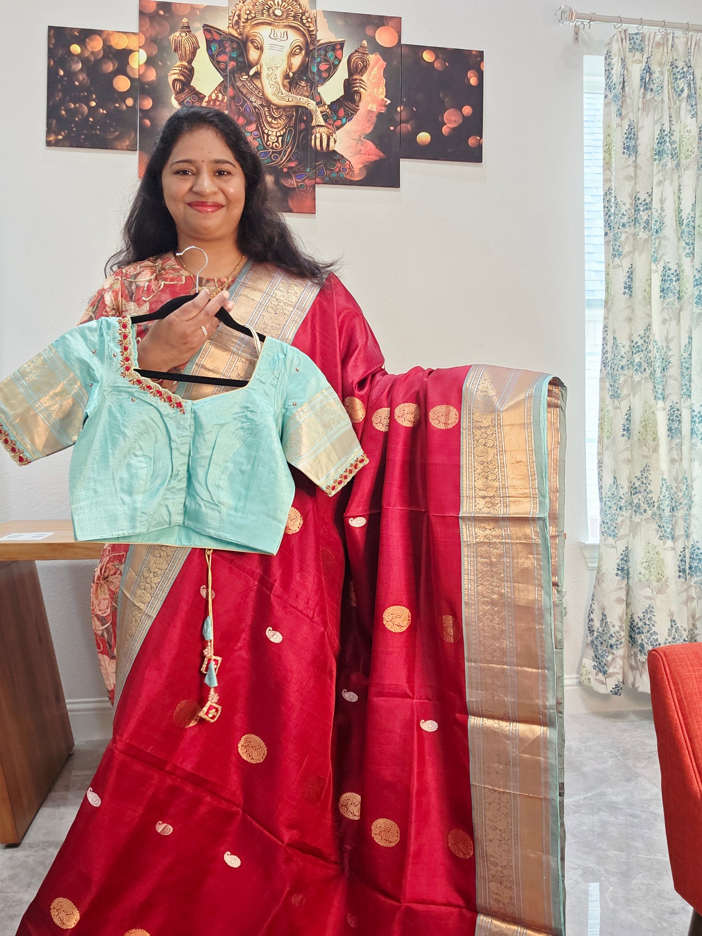 Authentic Pure Silk by Silk Handloom Saree –  Maggam Blouse, Wedding & Festive Wear – Ready to Ship