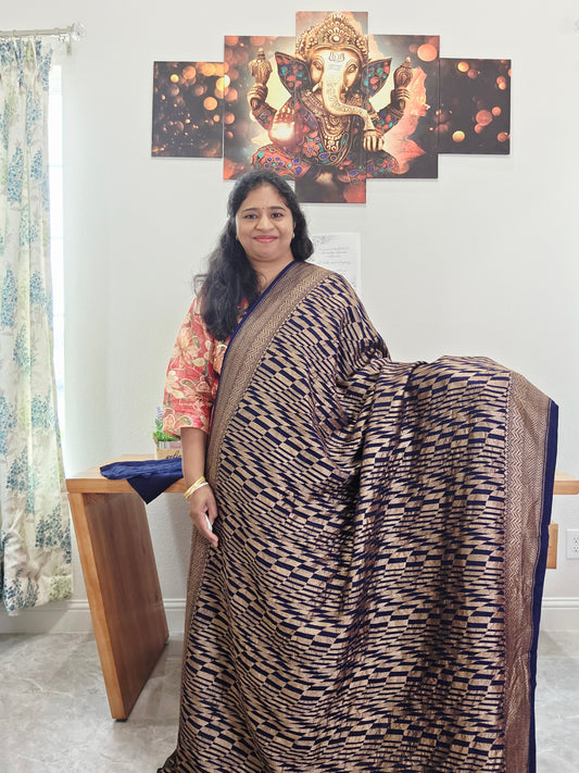 Geometric Design Woven Pure Khaddi Georgette Saree