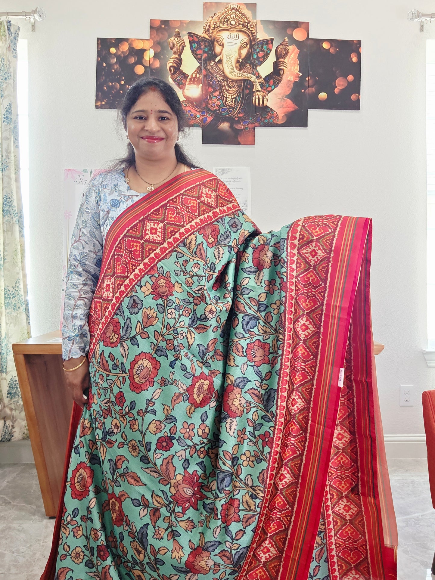Blended Viscose Spun Silk Kalamkari Digital Print Saree - Blouse