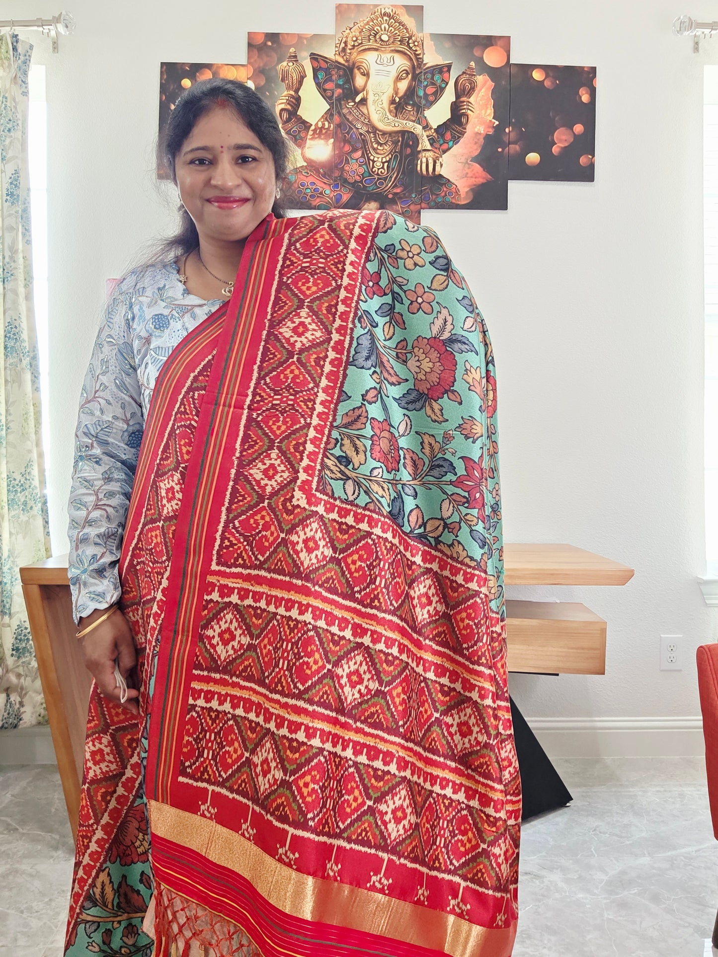 Blended Viscose Spun Silk Kalamkari Digital Print Saree - Blouse