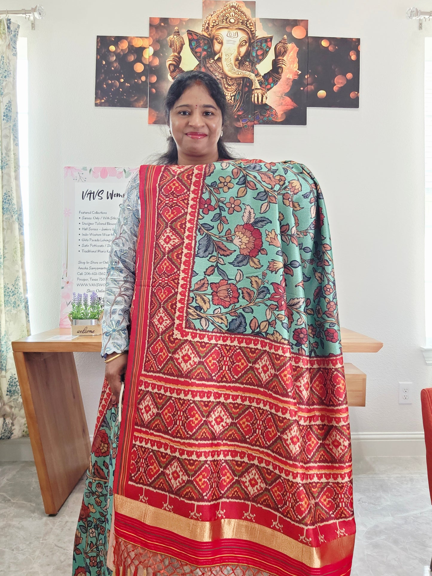 Blended Viscose Spun Silk Kalamkari Digital Print Saree - Blouse