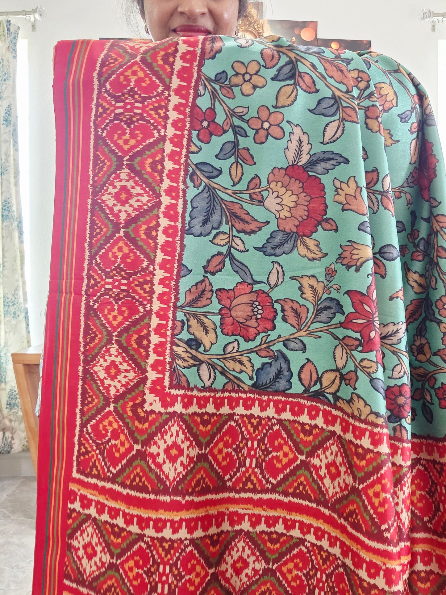 Blended Viscose Spun Silk Kalamkari Digital Print Saree - Blouse