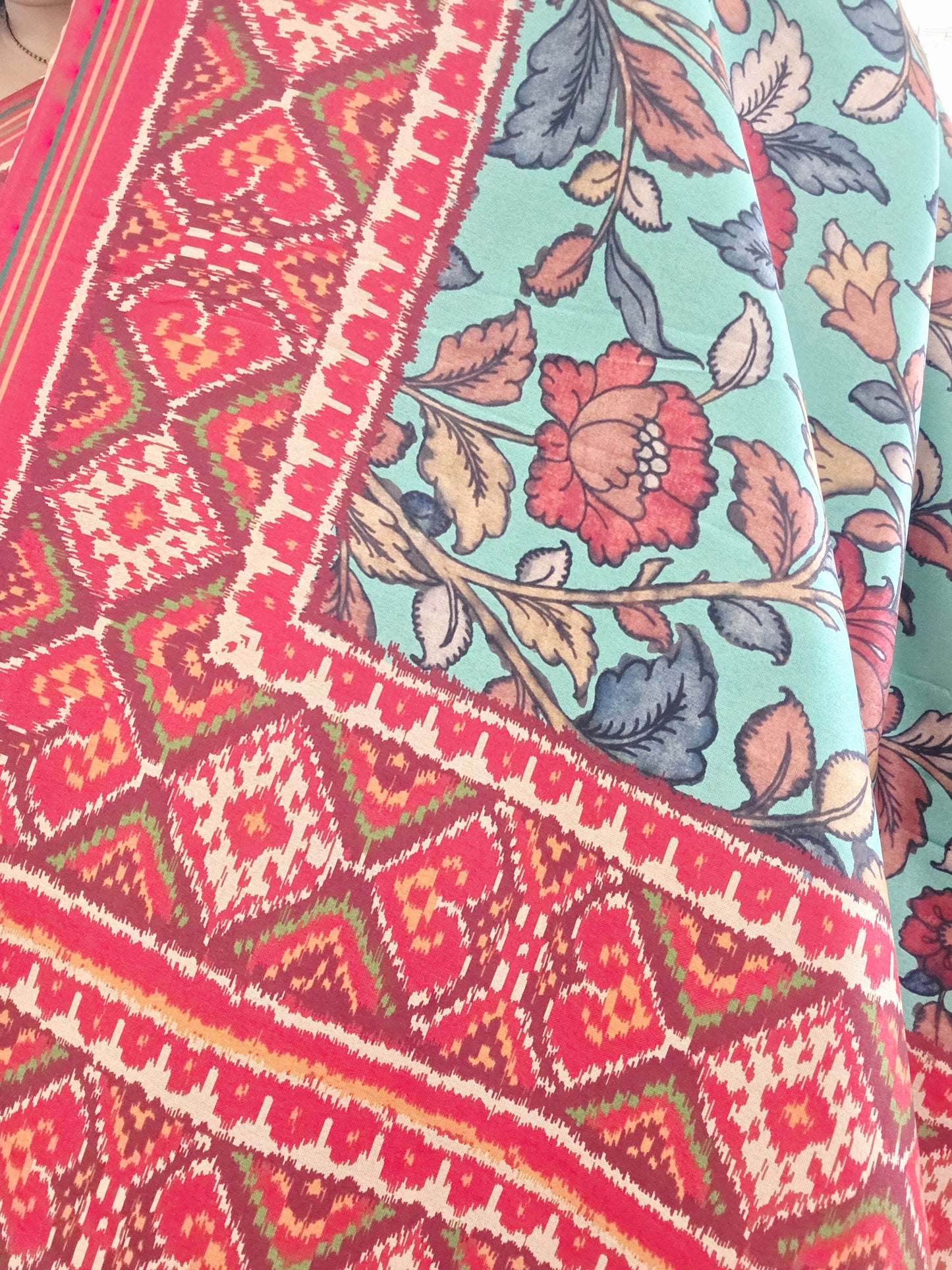 Blended Viscose Spun Silk Kalamkari Digital Print Saree - Blouse