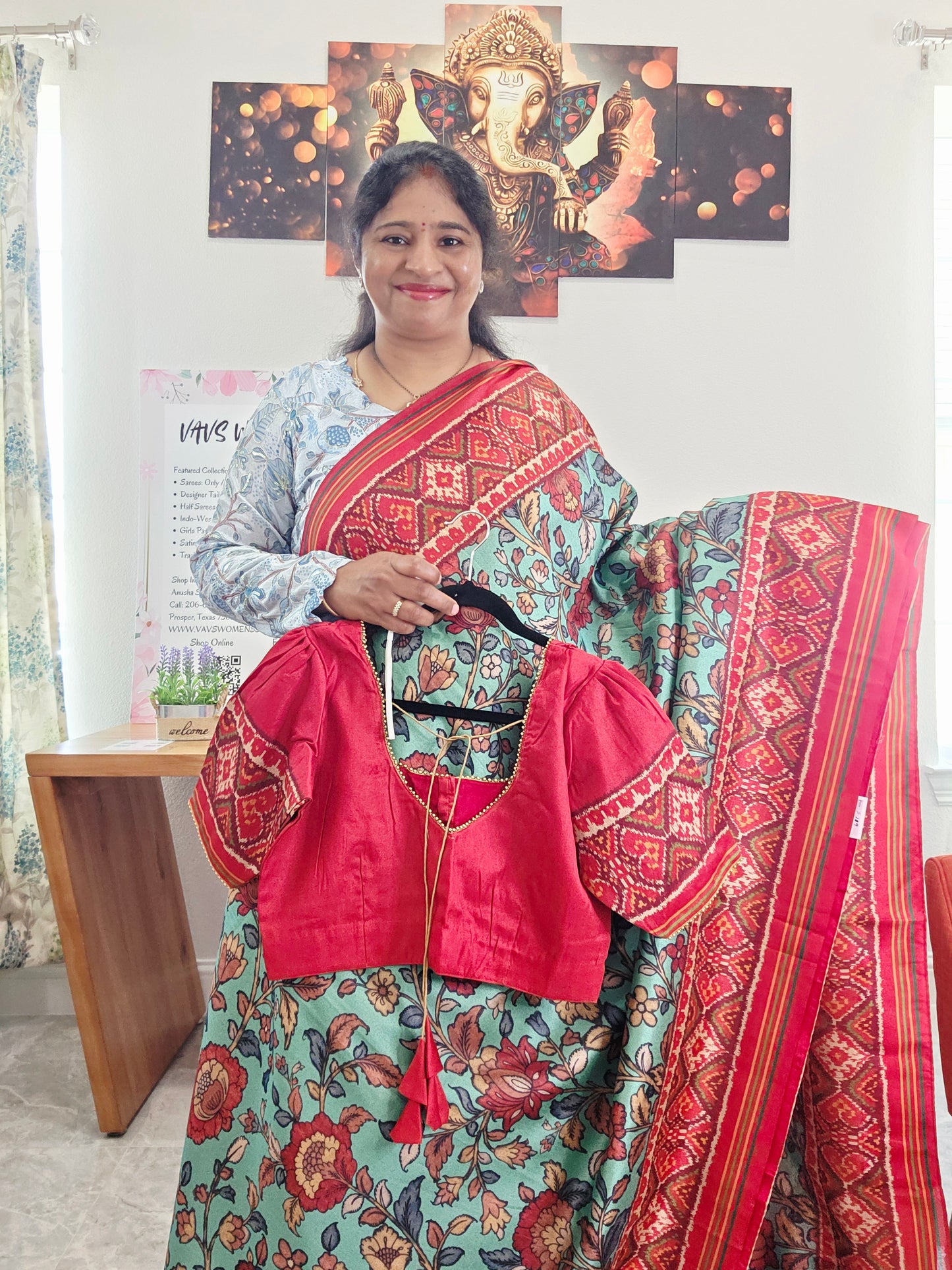 Blended Viscose Spun Silk Kalamkari Digital Print Saree - Blouse
