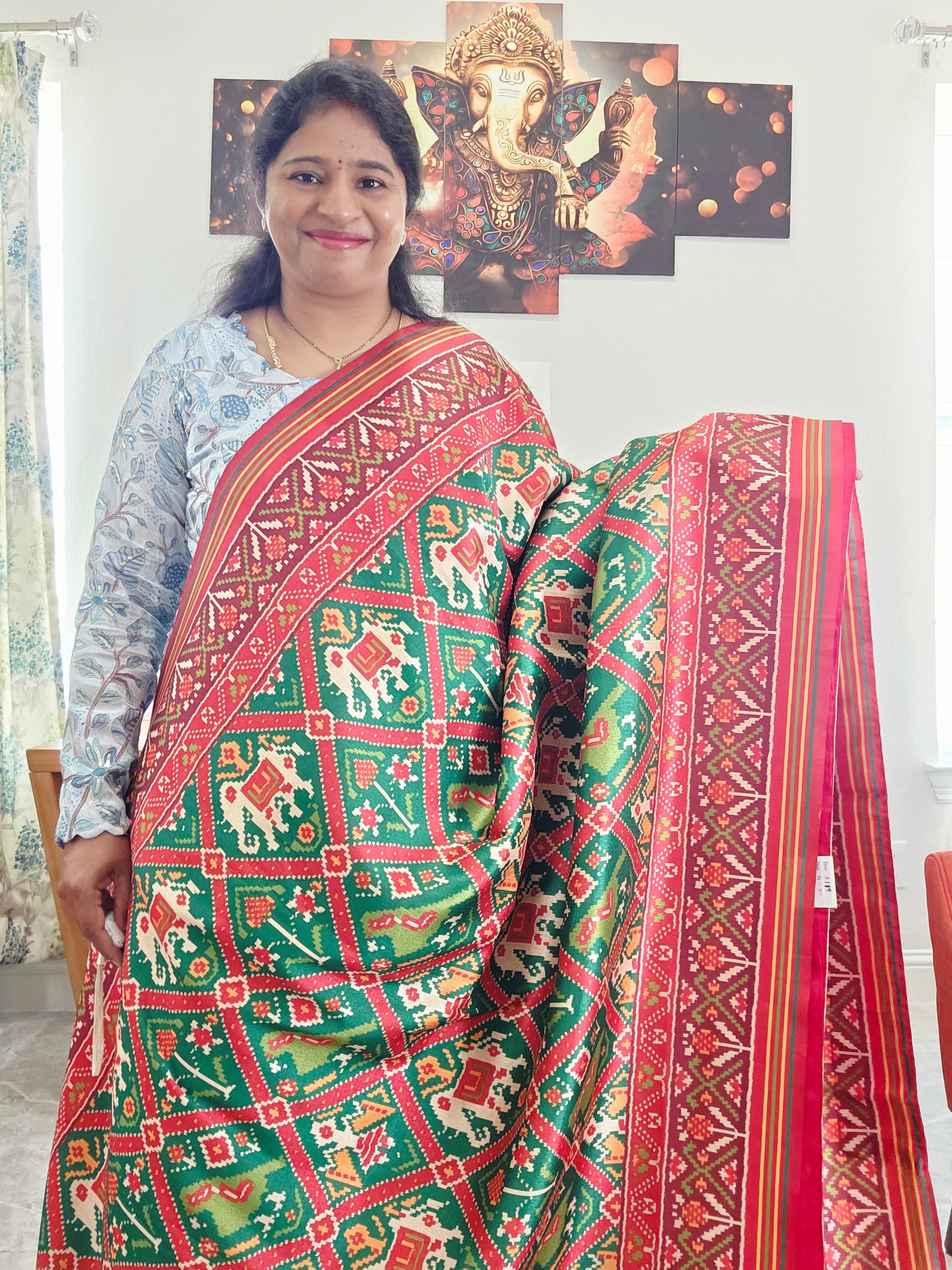 Blended Viscose Spun Silk Kalamkari Digital Print Saree - Blouse