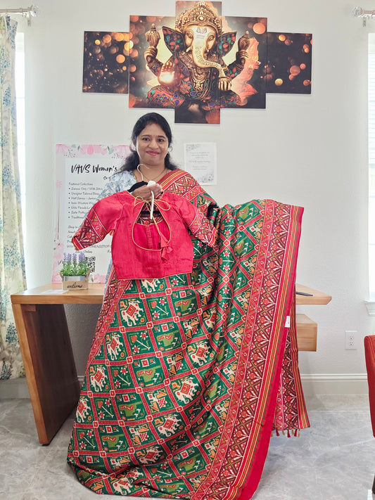 Blended Viscose Spun Silk Kalamkari Digital Print Saree - Blouse