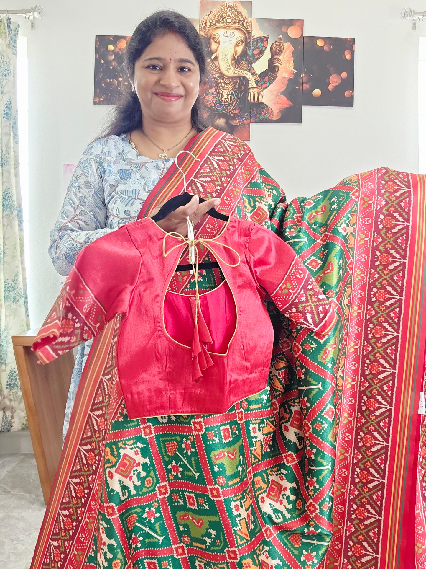 Blended Viscose Spun Silk Kalamkari Digital Print Saree - Blouse