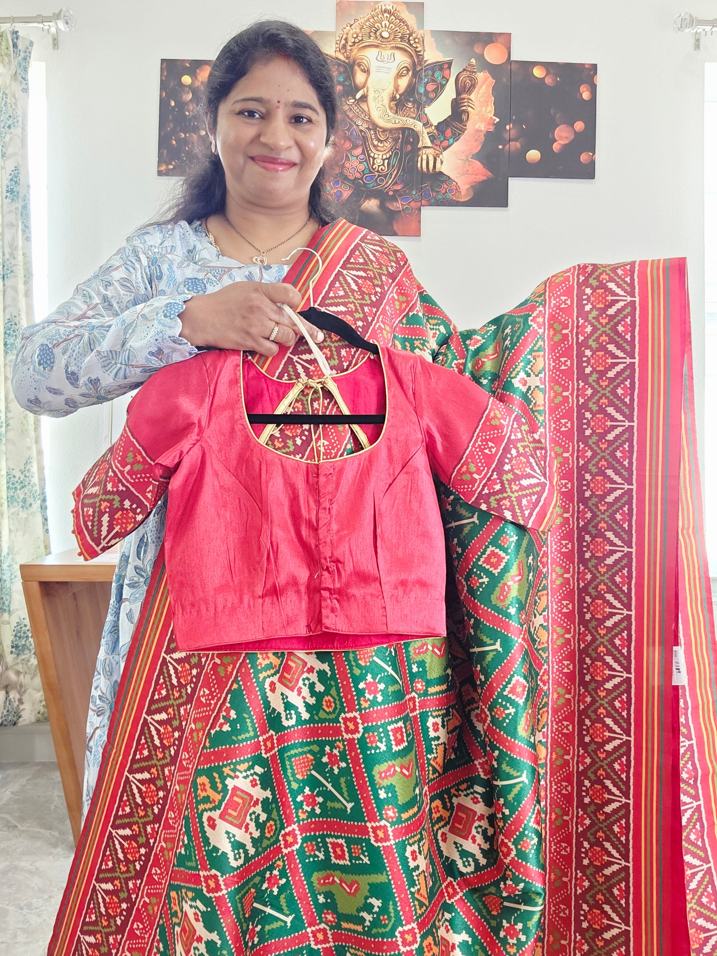 Blended Viscose Spun Silk Kalamkari Digital Print Saree - Blouse