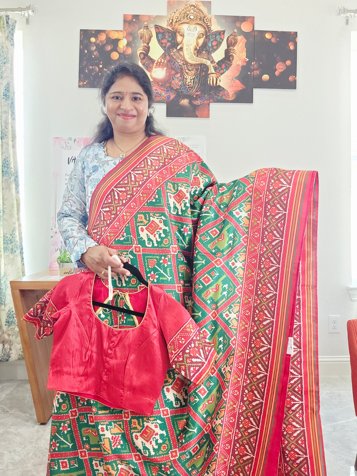 Blended Viscose Spun Silk Kalamkari Digital Print Saree - Blouse