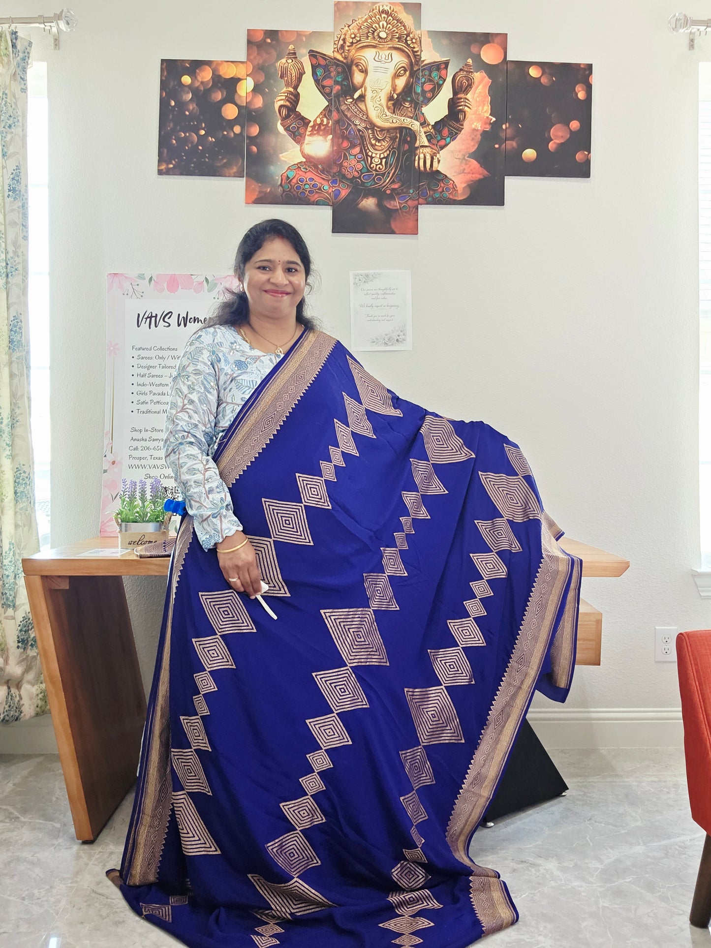 Pure Crepe Khaddi Georgette Saree with Antique Zari & Stitched Blouse
