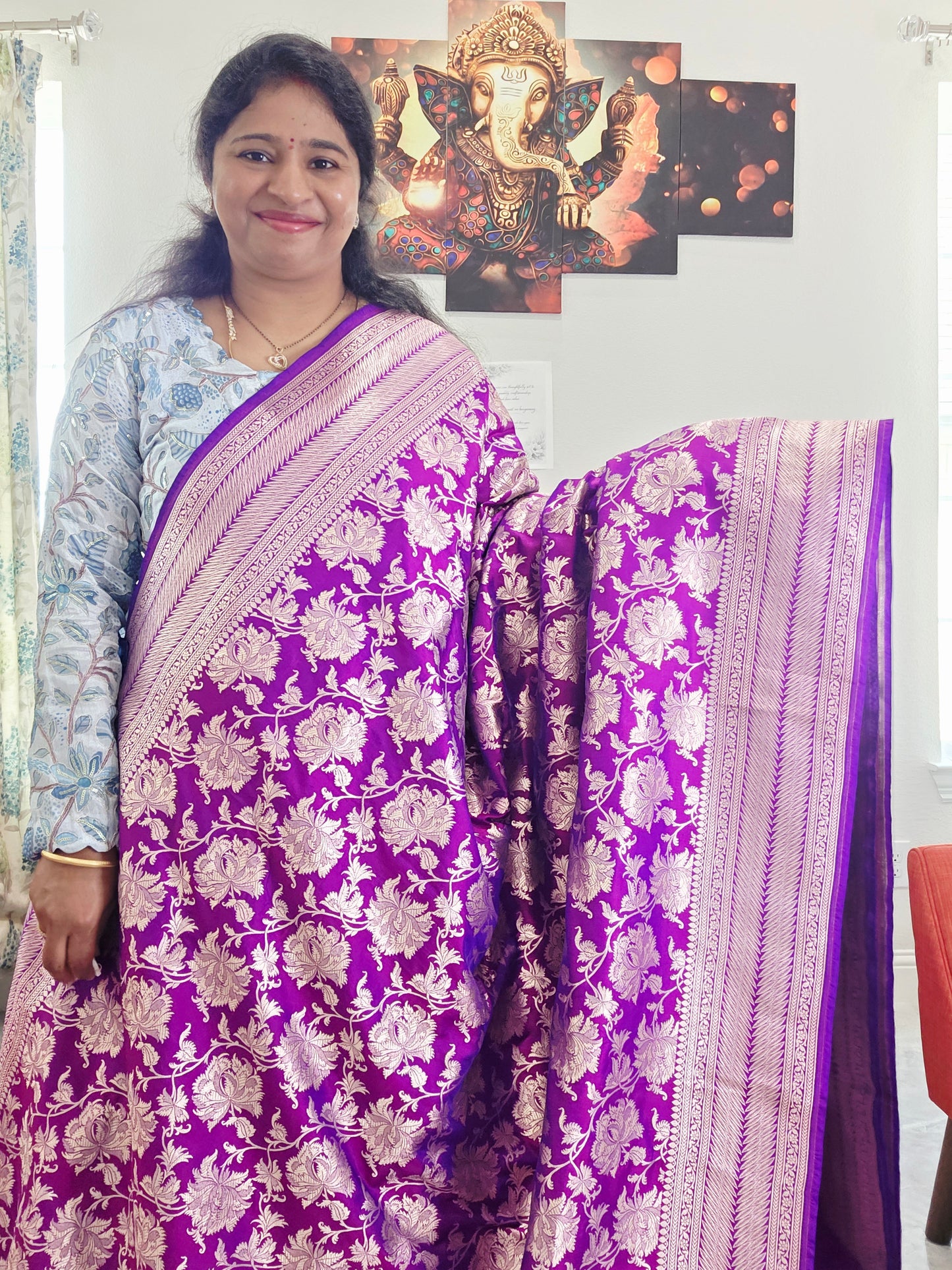 Pure Benarasi Katan Silk All Over Designer Saree - Pure Rawsilk Maggam Blouse