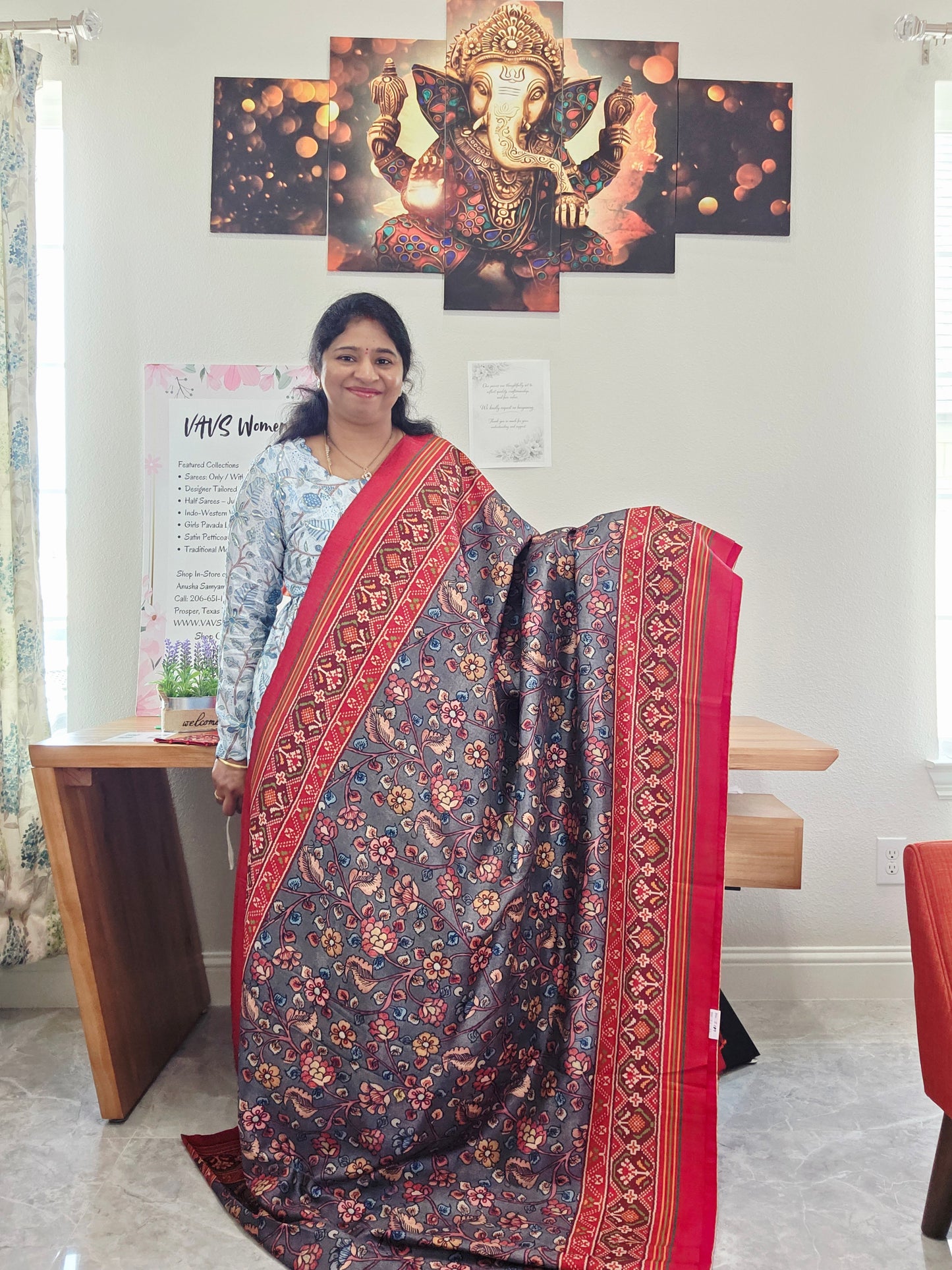 Blended Viscose Spun Silk Kalamkari Digital Print Saree - Blouse