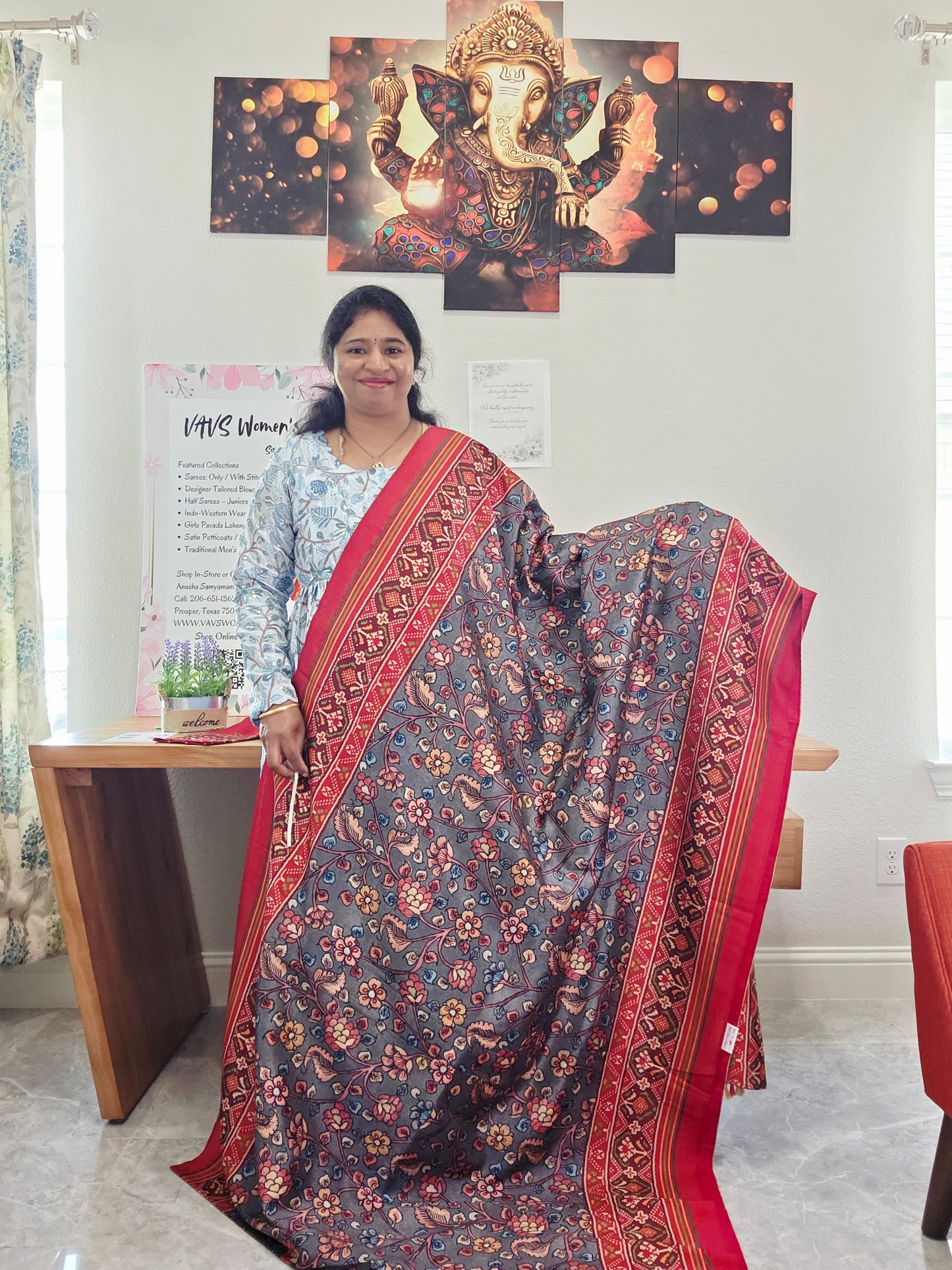 Blended Viscose Spun Silk Kalamkari Digital Print Saree - Blouse