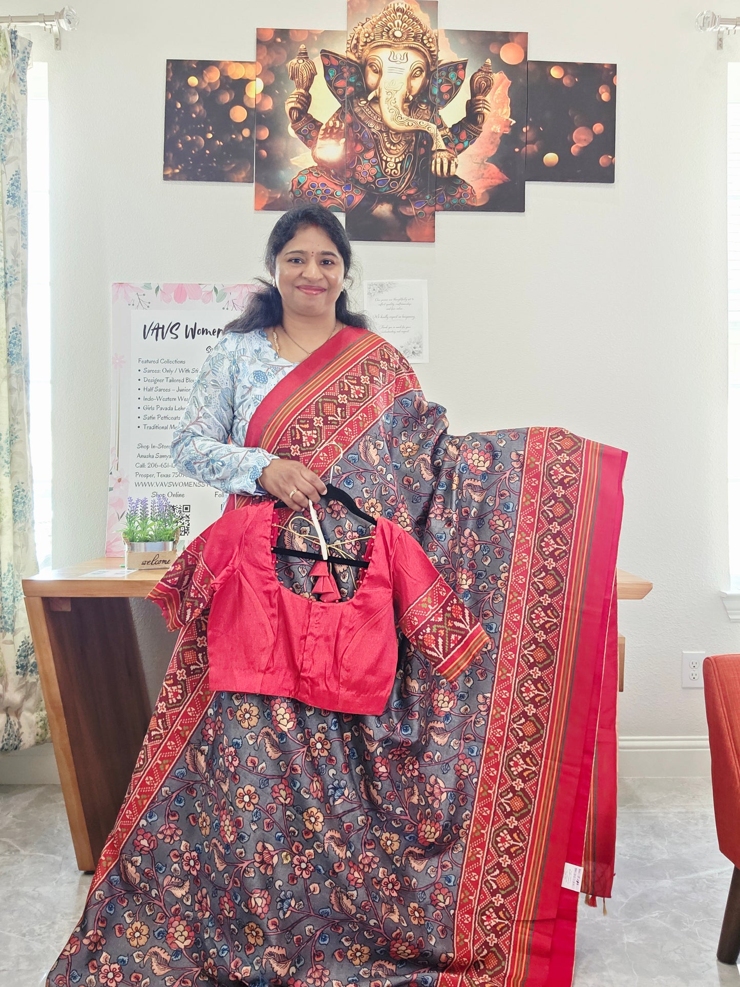 Blended Viscose Spun Silk Kalamkari Digital Print Saree - Blouse