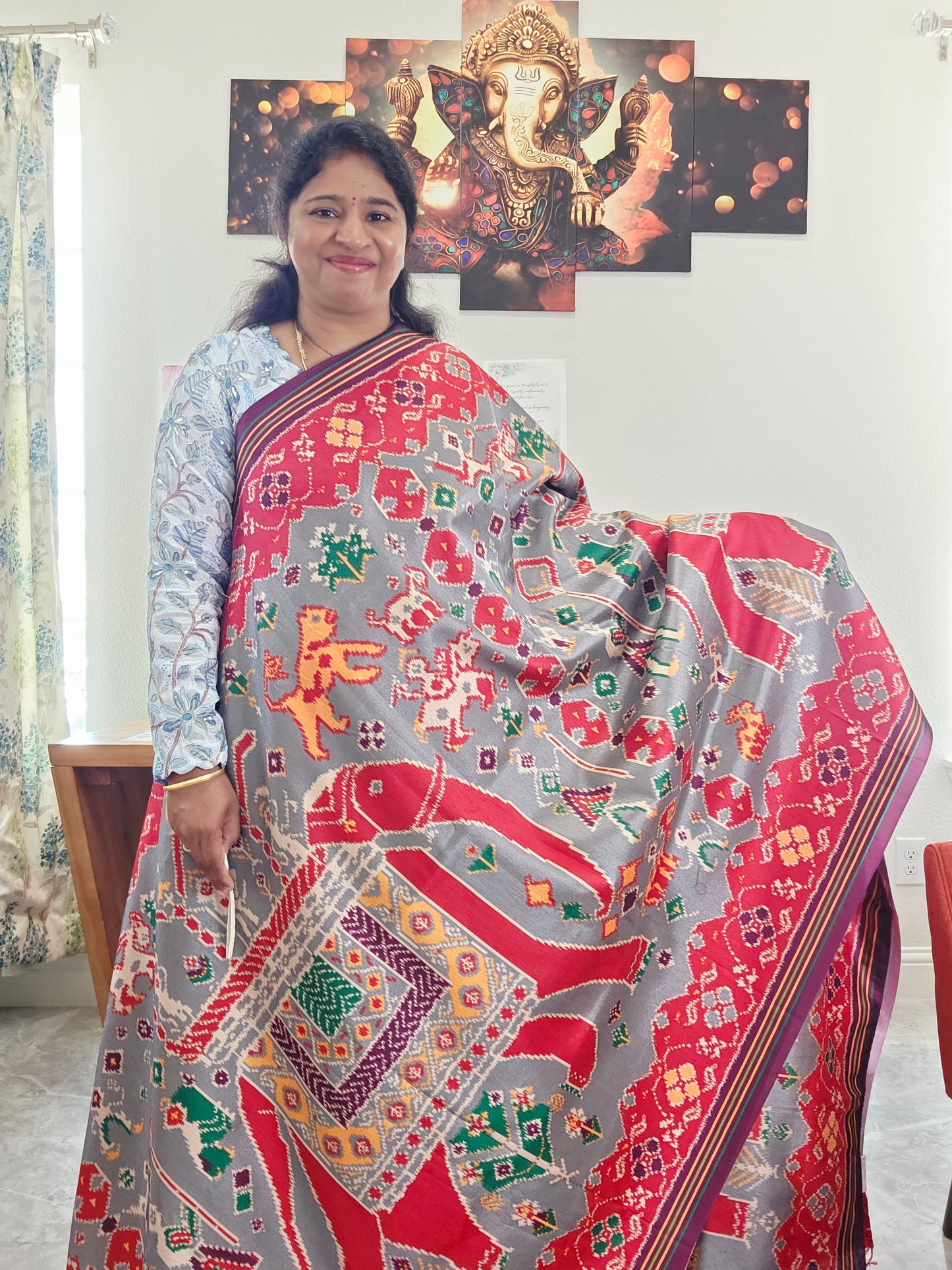 Blended Viscose Spun Silk Kalamkari Digital Print Saree - Blouse