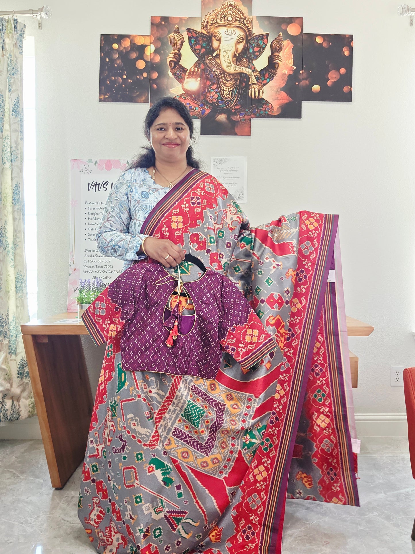 Blended Viscose Spun Silk Kalamkari Digital Print Saree - Blouse