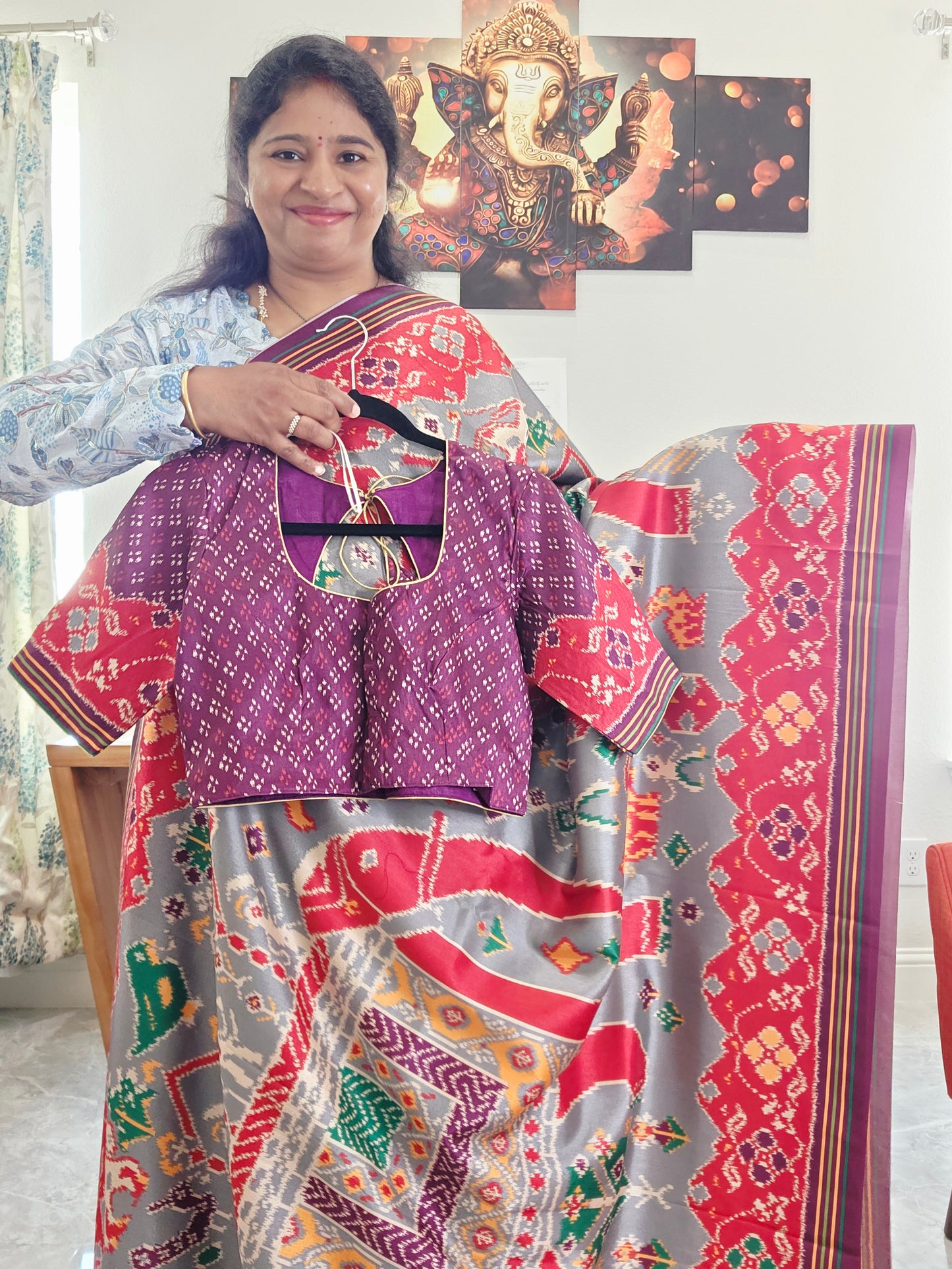 Blended Viscose Spun Silk Kalamkari Digital Print Saree - Blouse