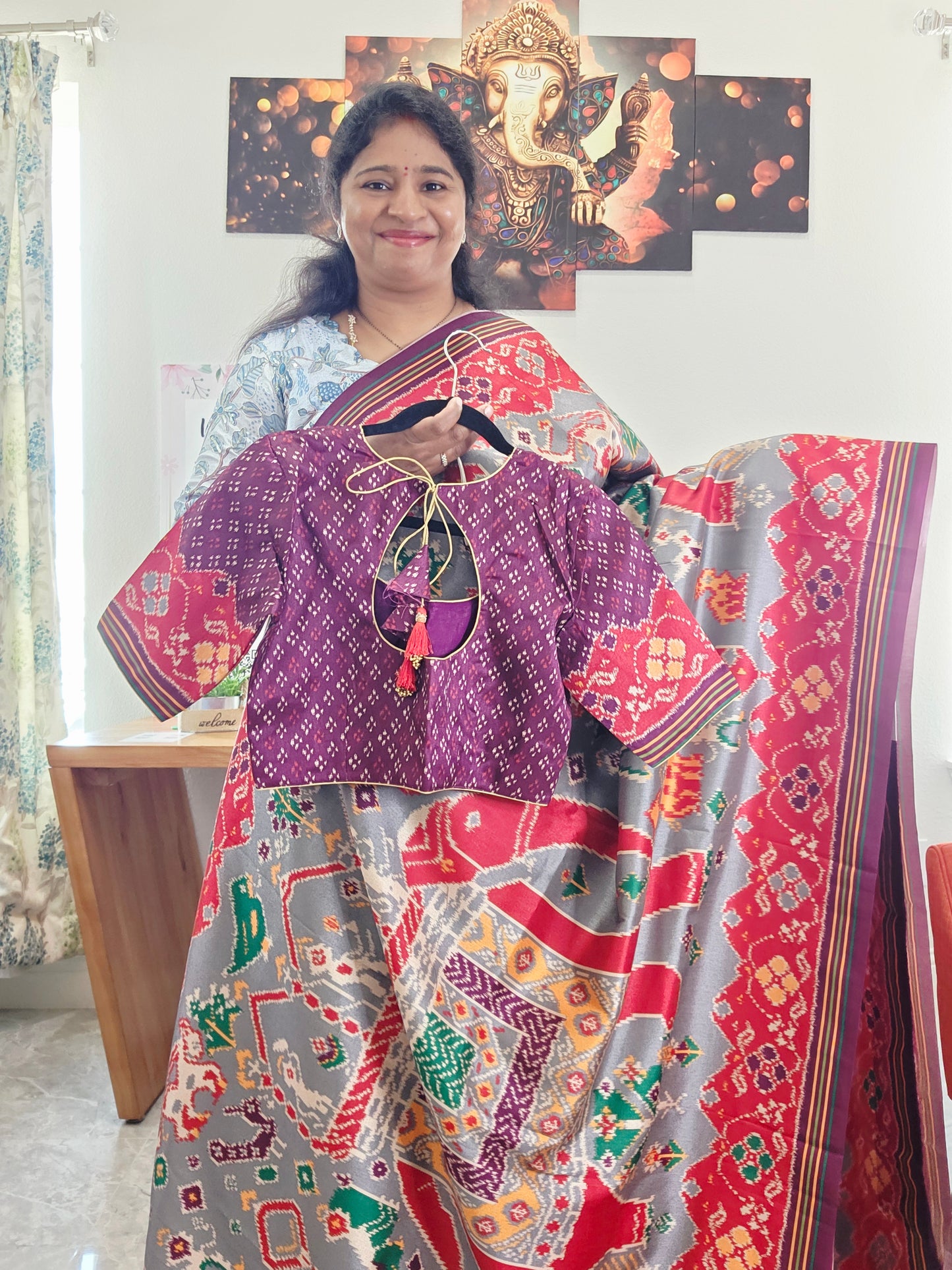 Blended Viscose Spun Silk Kalamkari Digital Print Saree - Blouse