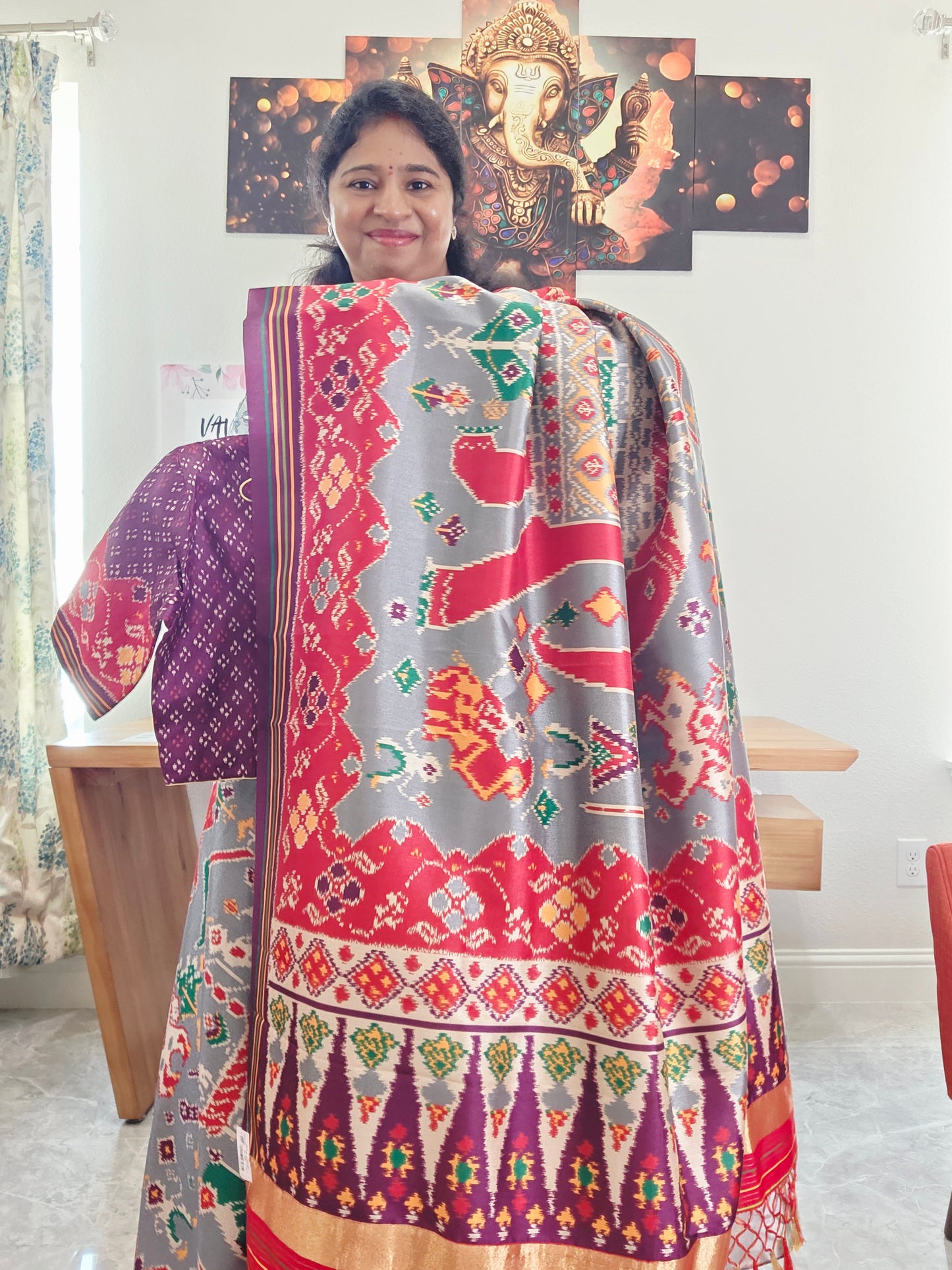 Blended Viscose Spun Silk Kalamkari Digital Print Saree - Blouse