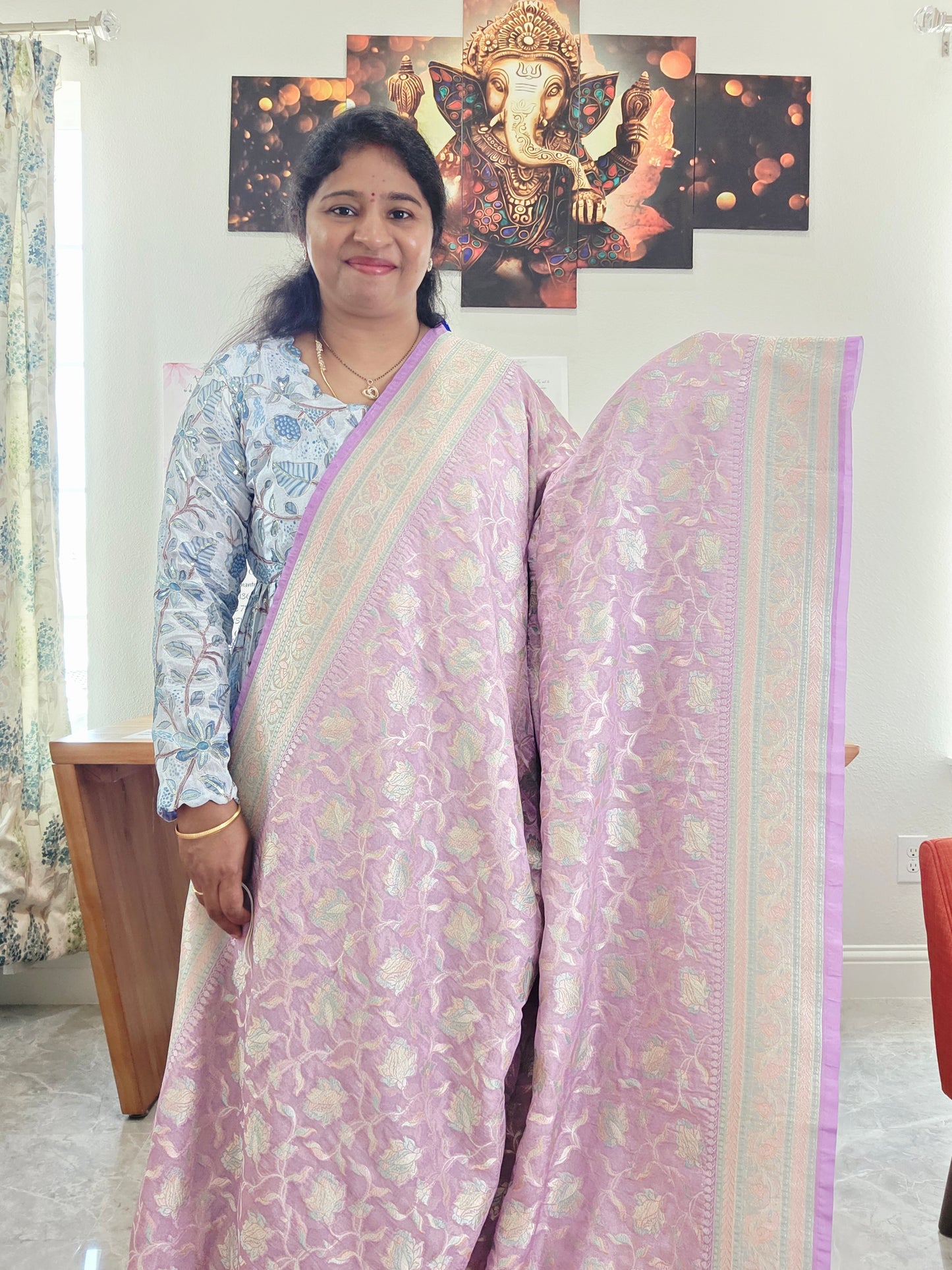 Pure Kota Chiffon Saree with All-Over Meenakari Jal Design