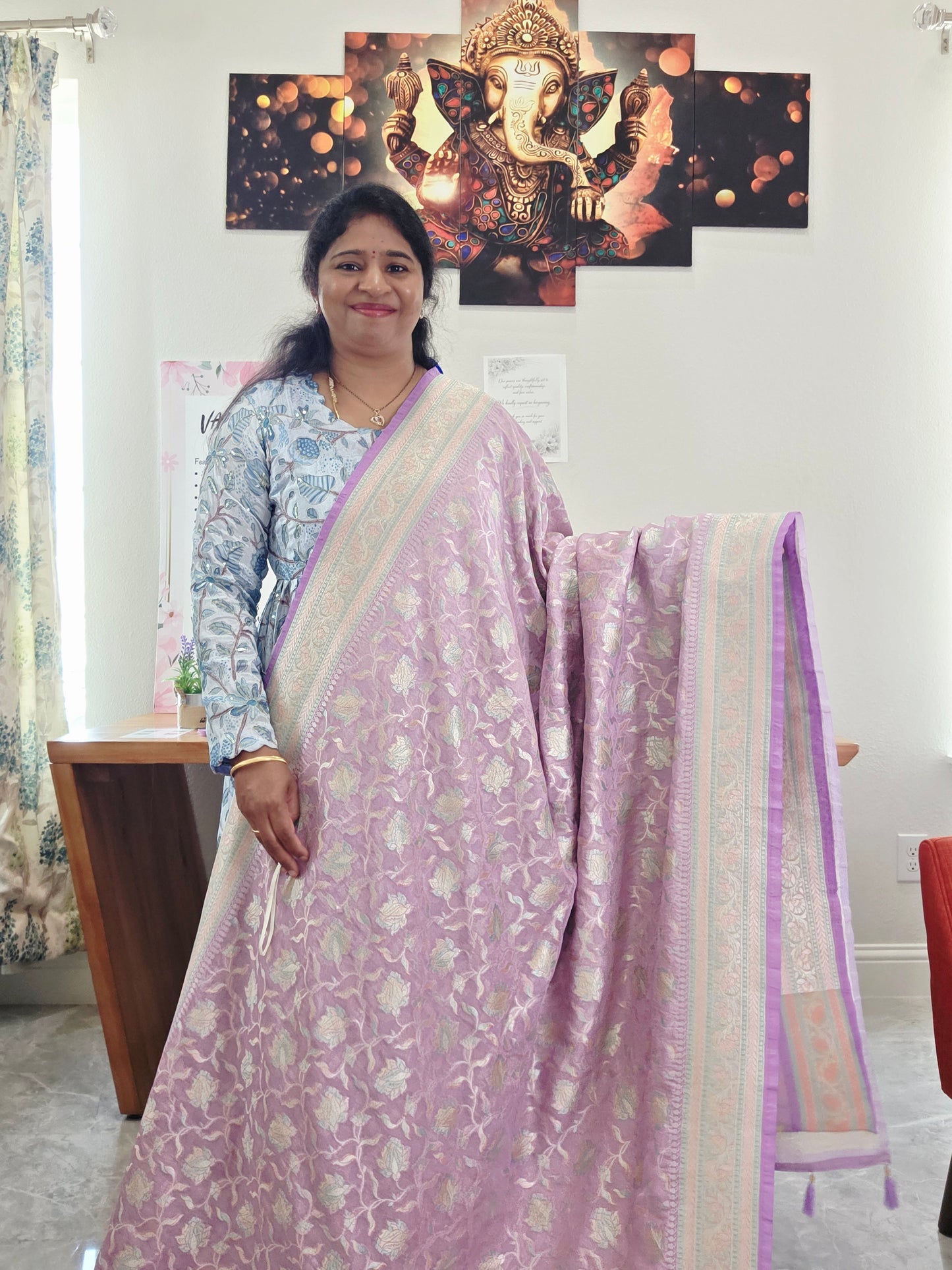 Pure Kota Chiffon Saree with All-Over Meenakari Jal Design
