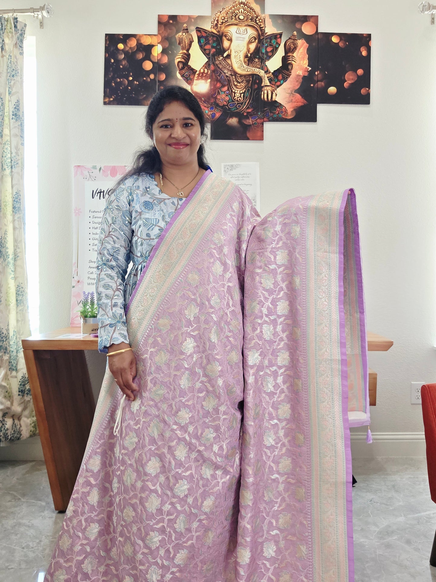 Pure Kota Chiffon Saree with All-Over Meenakari Jal Design