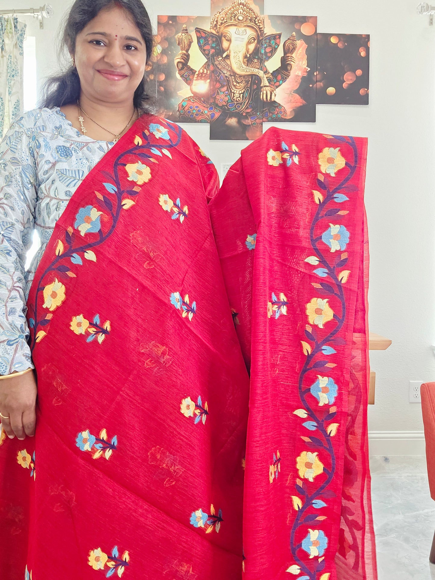 Semi Matka Silk Jamdani Saree