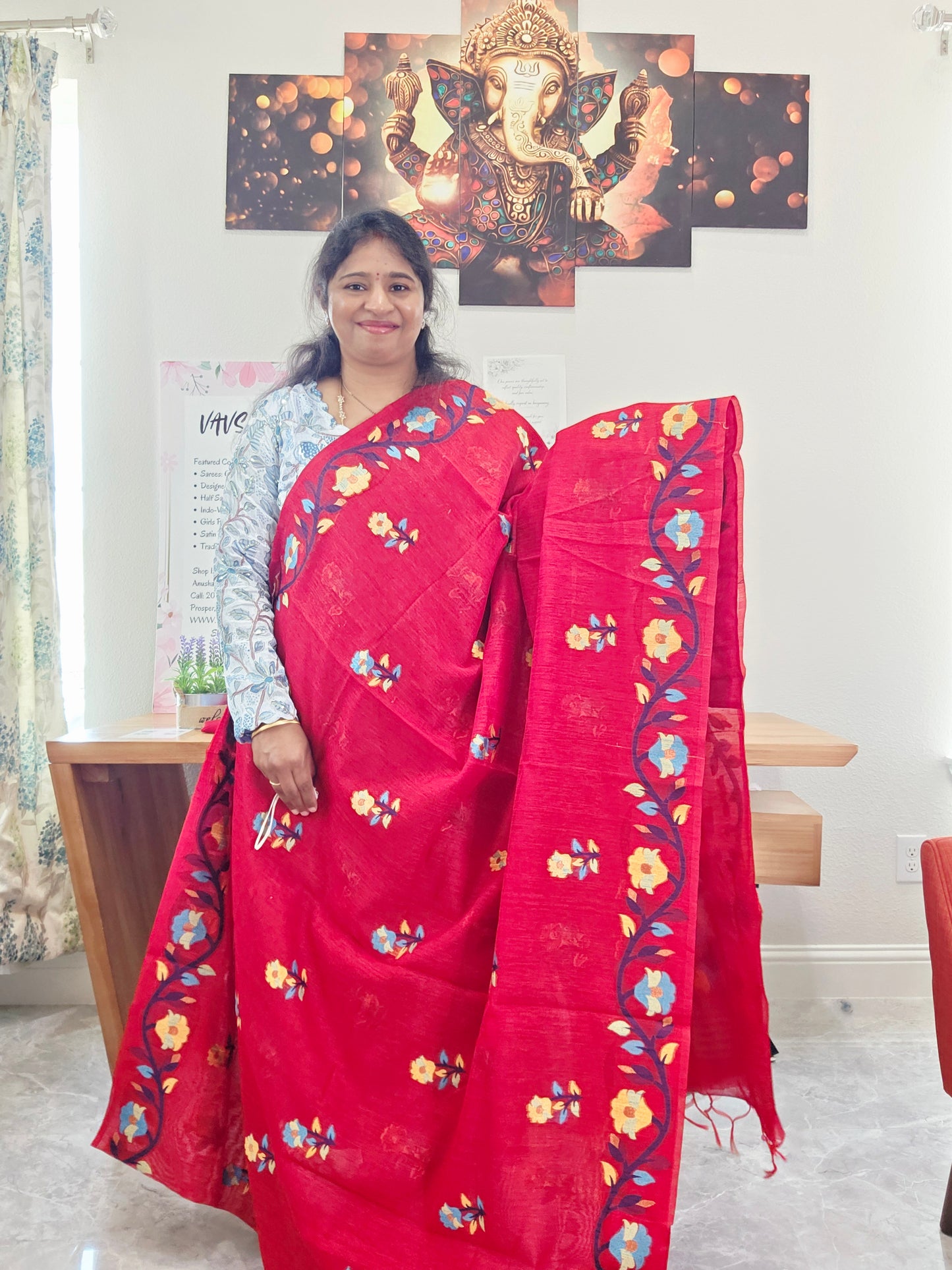 Semi Matka Silk Jamdani Saree