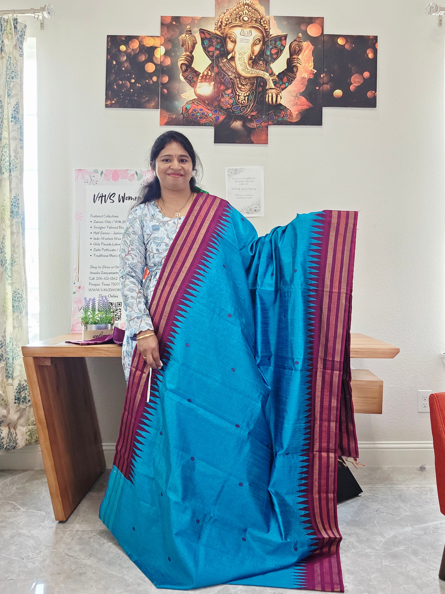 Pure Rawsilk Handloom Dolabedi Temple Border Saree - Blouse