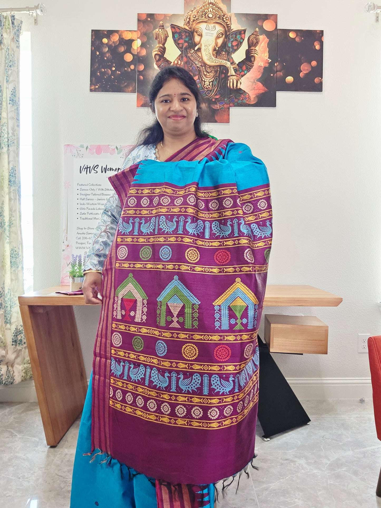 Pure Rawsilk Handloom Dolabedi Temple Border Saree - Blouse
