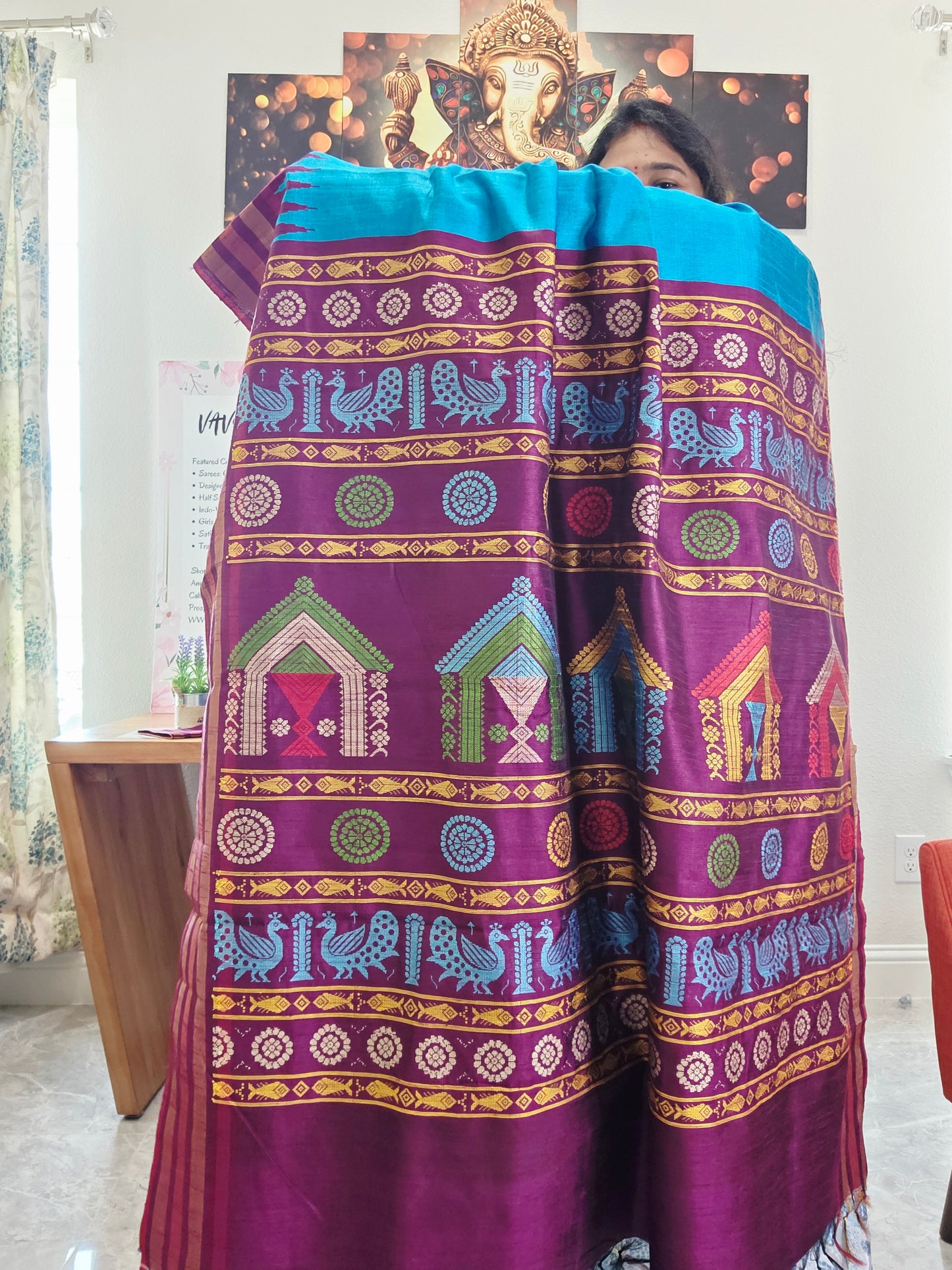 Pure Rawsilk Handloom Dolabedi Temple Border Saree - Blouse