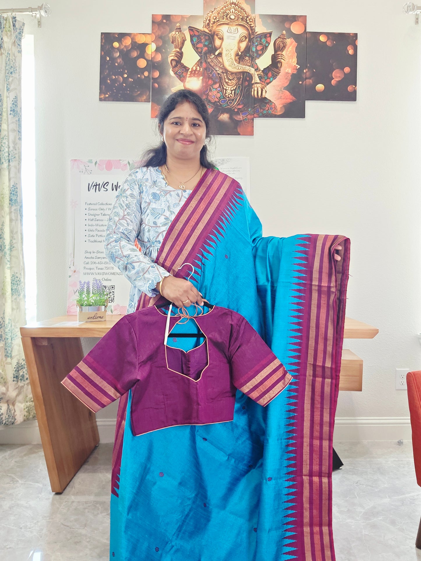 Pure Rawsilk Handloom Dolabedi Temple Border Saree - Blouse