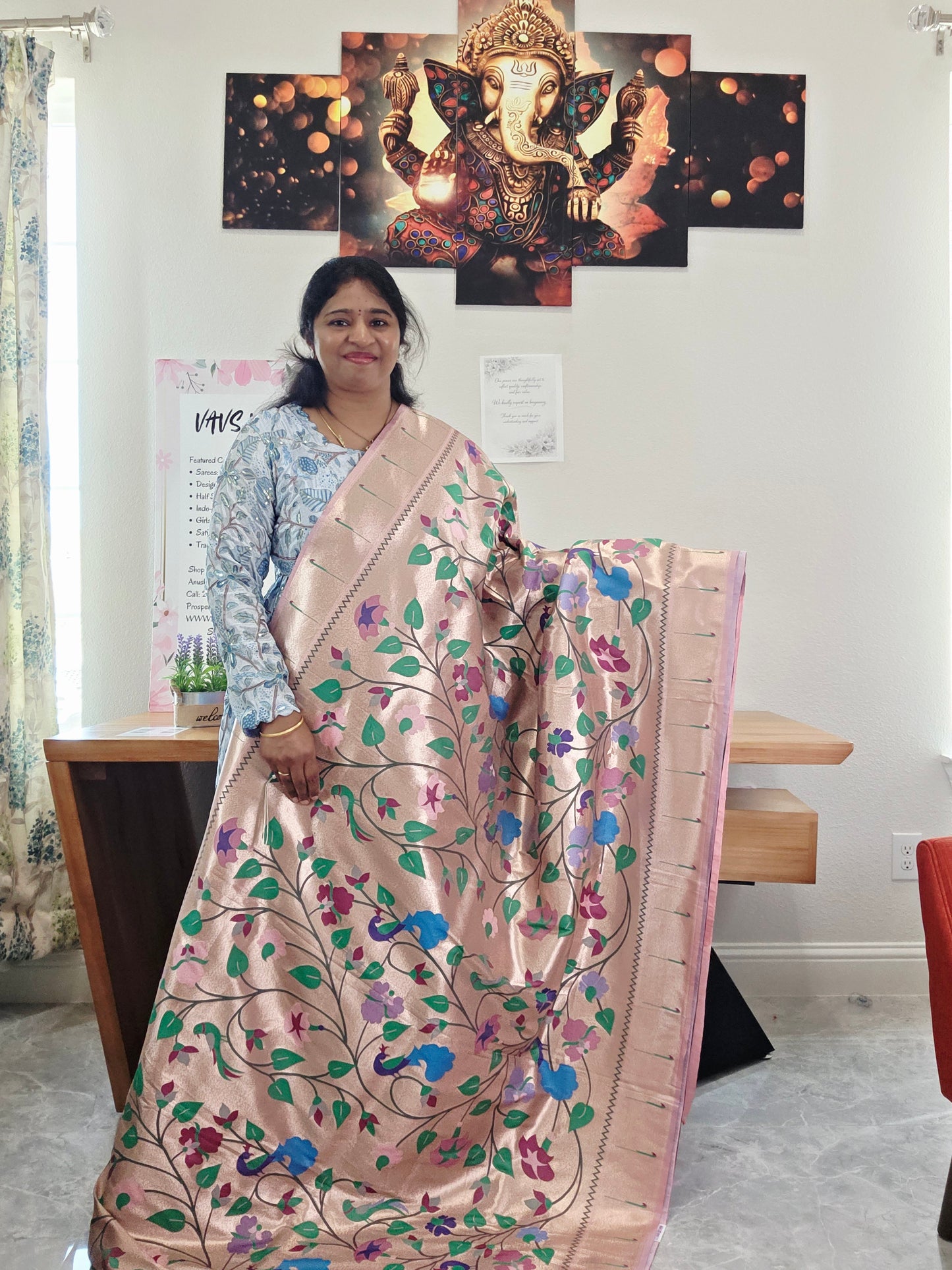 Benarasi Semi Silk All over Paithani Weaving Designer Saree - Blouse