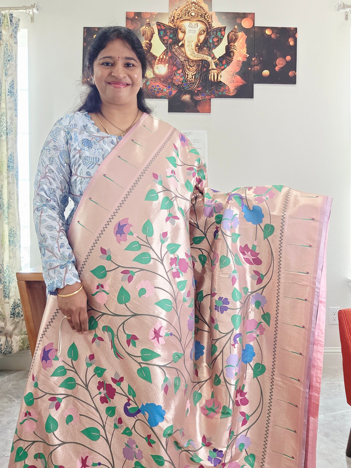 Benarasi Semi Silk All over Paithani Weaving Designer Saree - Blouse