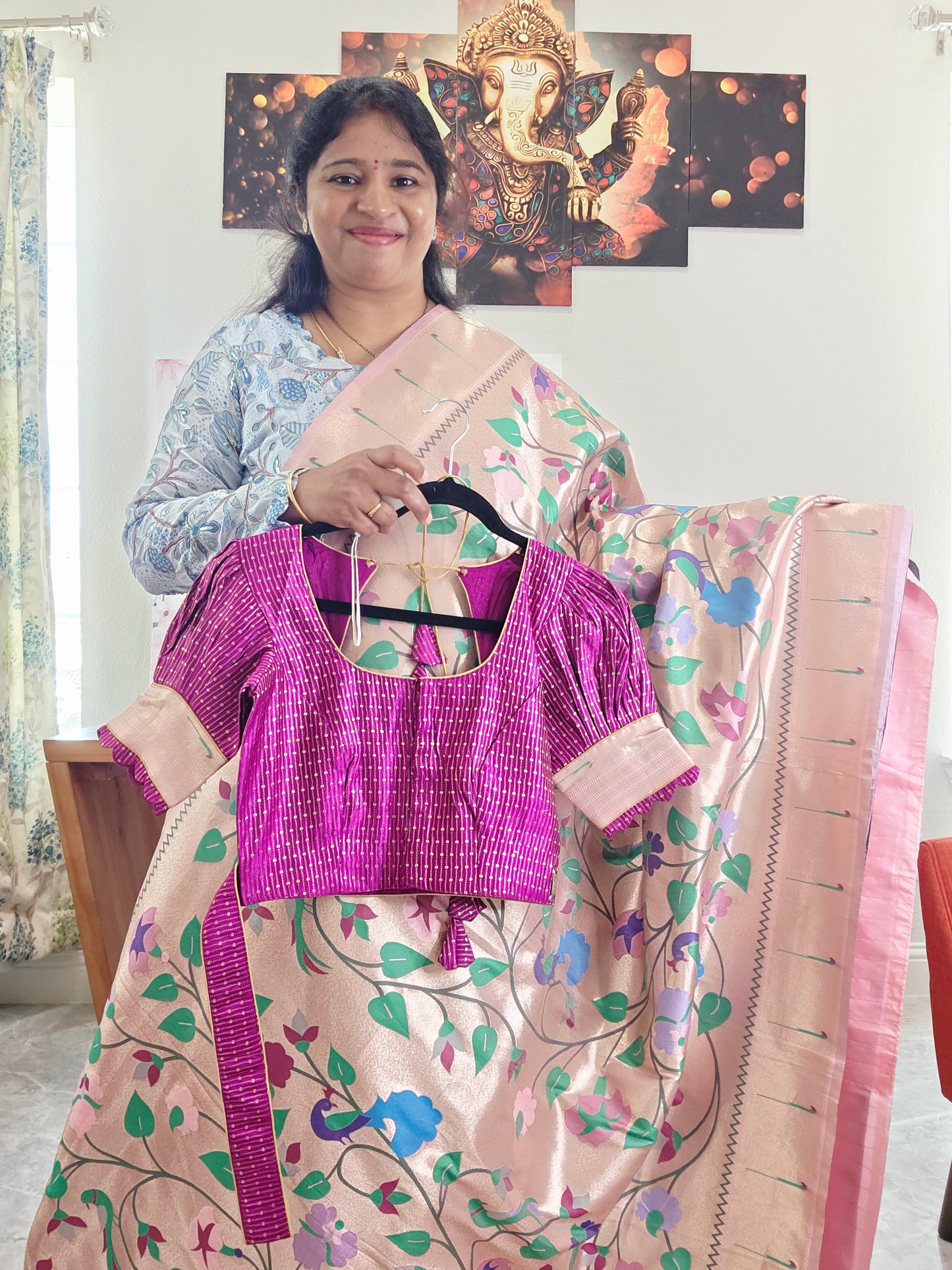 Benarasi Semi Silk All over Paithani Weaving Designer Saree - Blouse