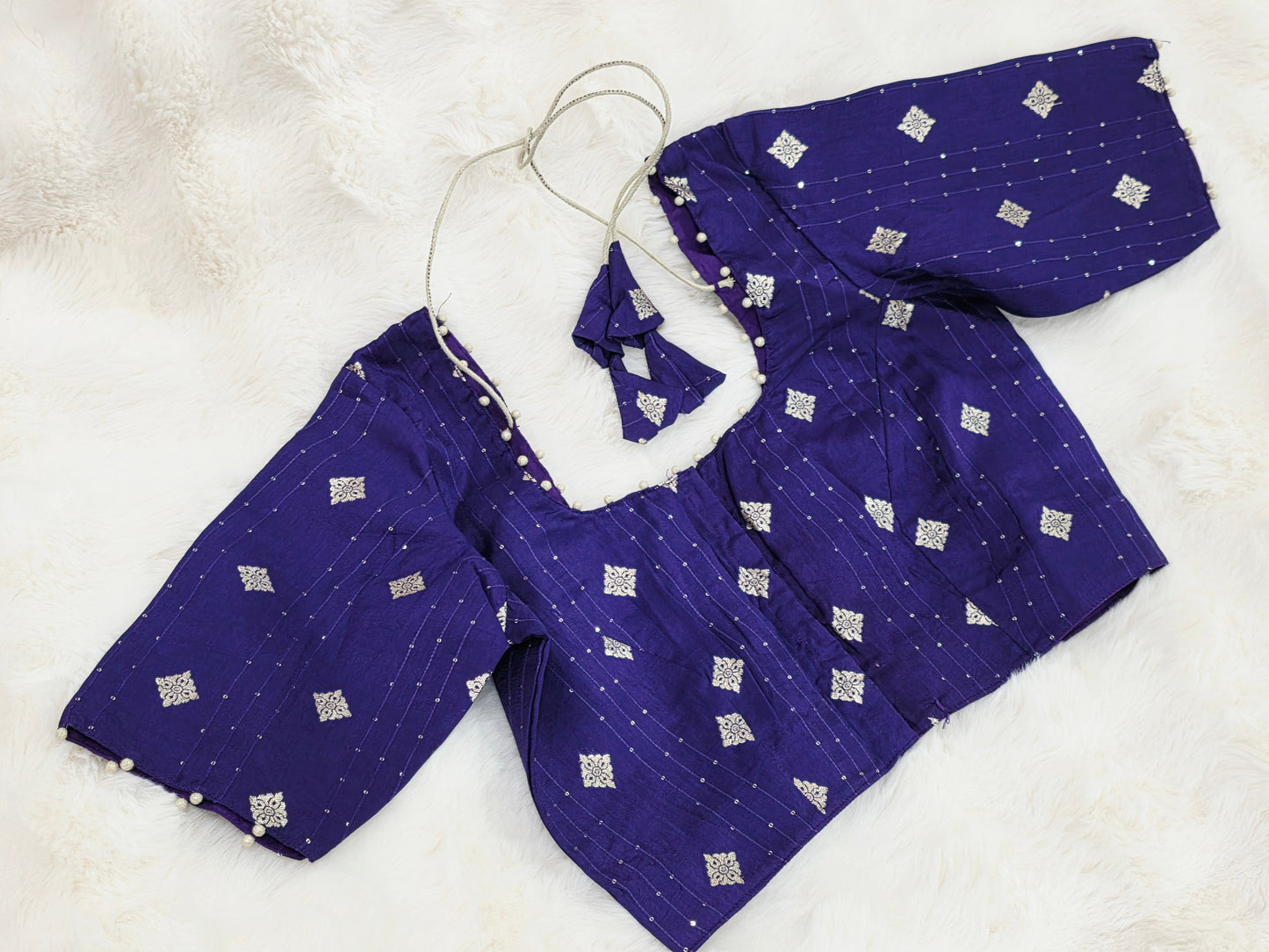 Royal Indigo Purple Munga Benarasi Silk Designer Blouse
