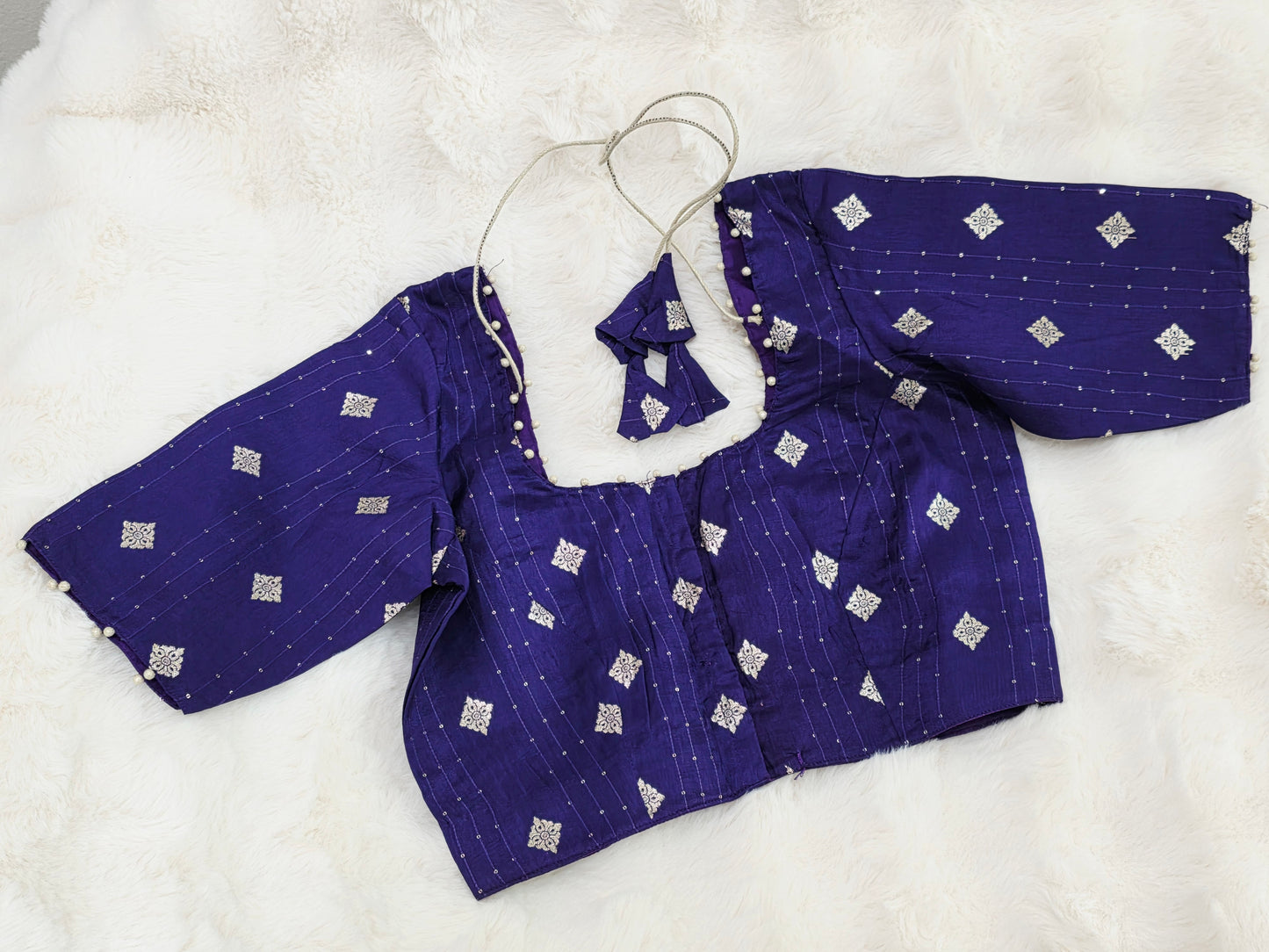 Royal Indigo Purple Munga Benarasi Silk Designer Blouse