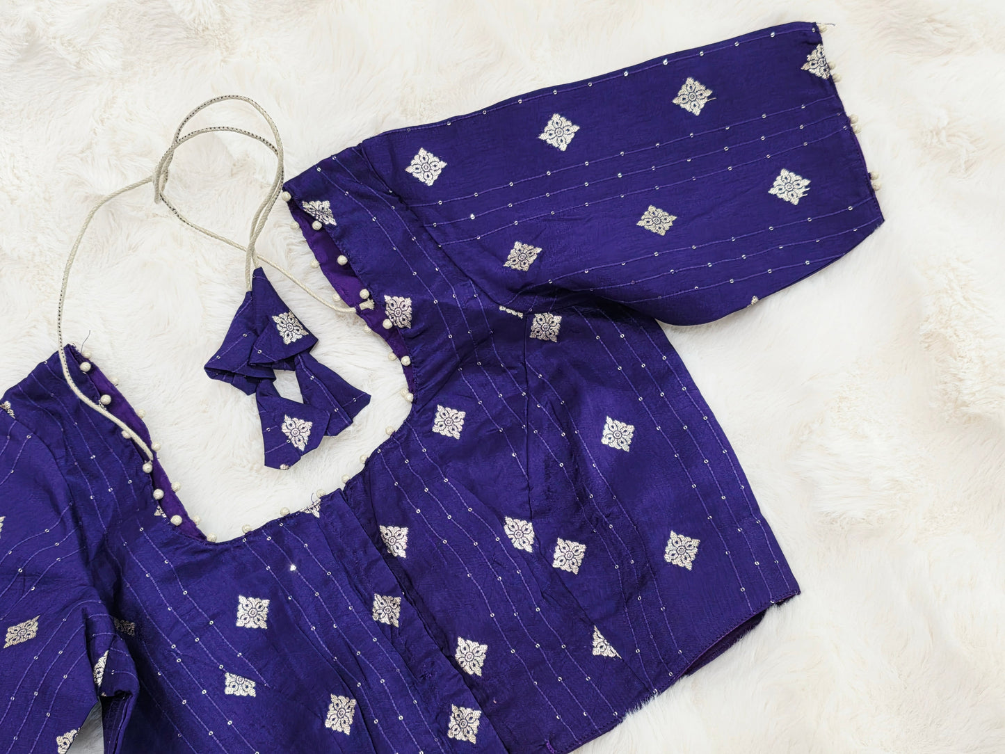 Royal Indigo Purple Munga Benarasi Silk Designer Blouse