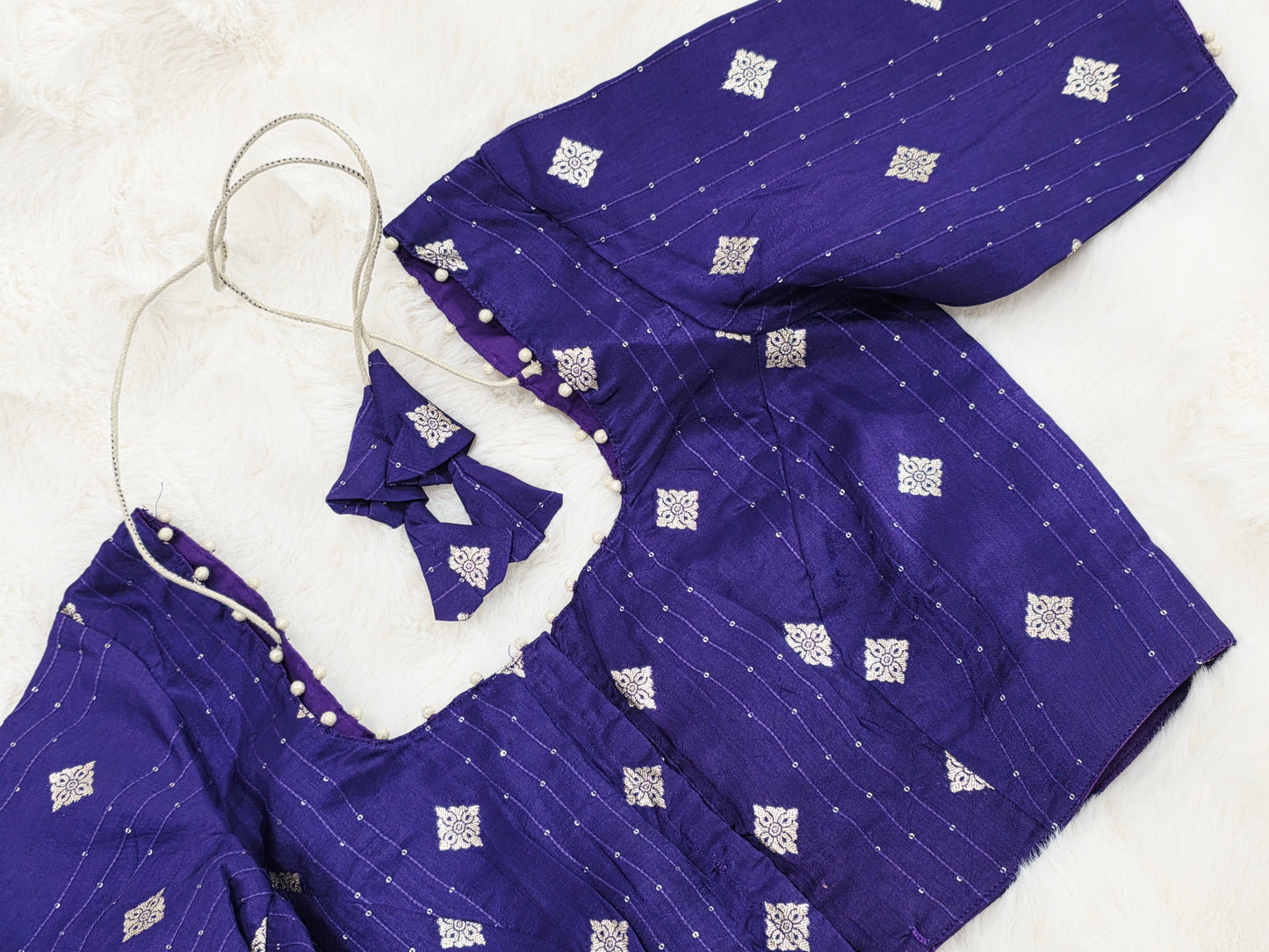 Royal Indigo Purple Munga Benarasi Silk Designer Blouse