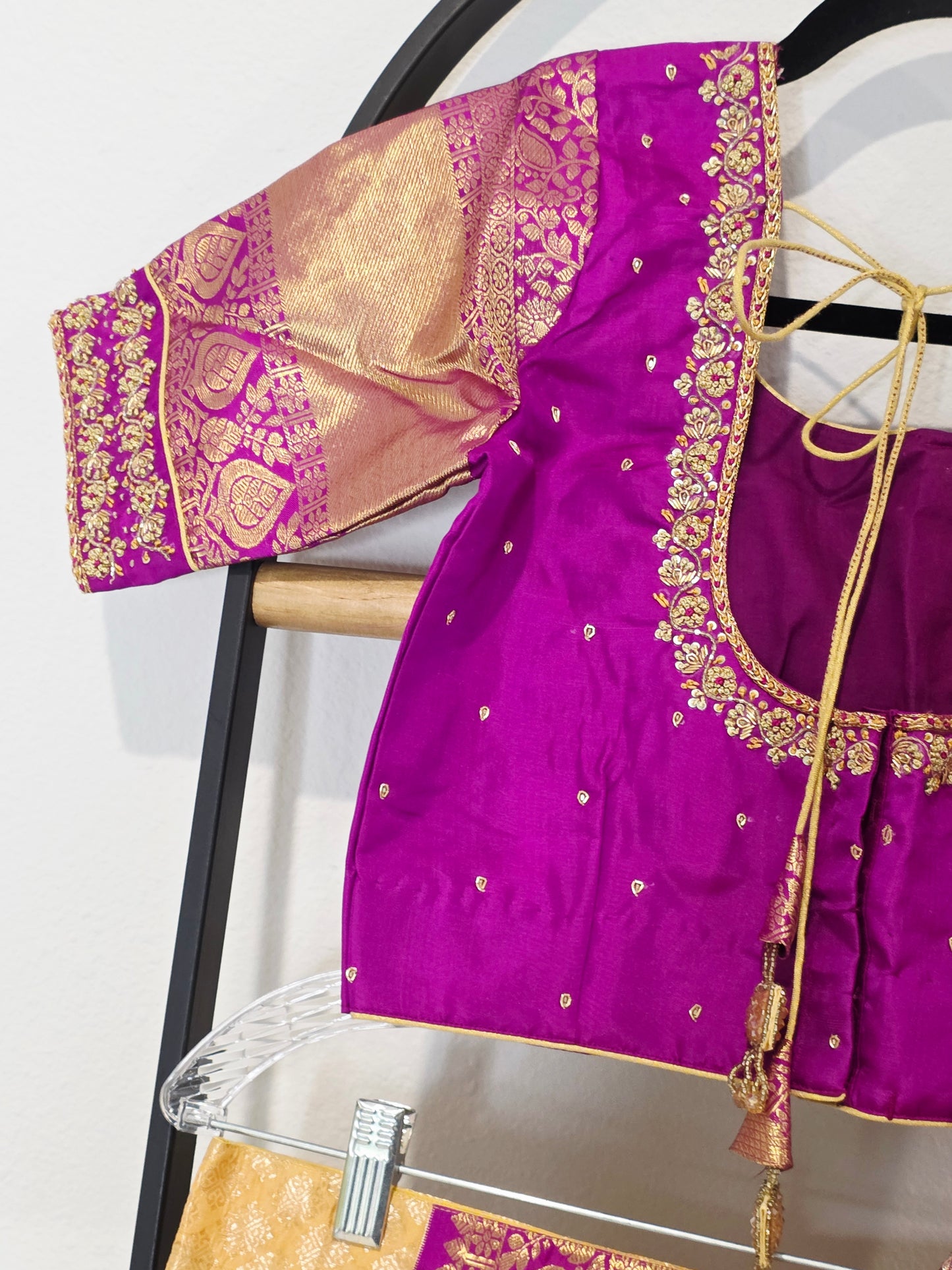 Golden Yellow & Royal Magenta Pure Kanchi Silk Lehenga Set with Soft Chinon Chiffon Silk Dupatta