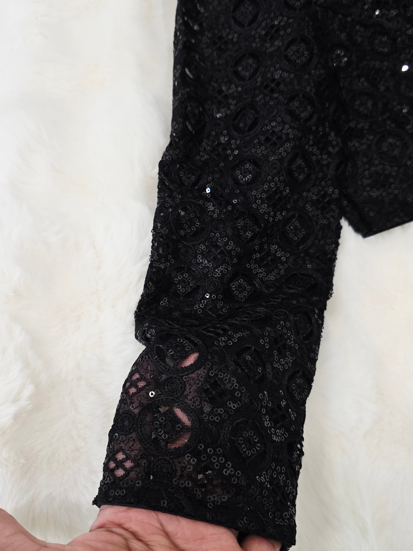 Midnight Black Net Full Sleeves Designer Blouse
